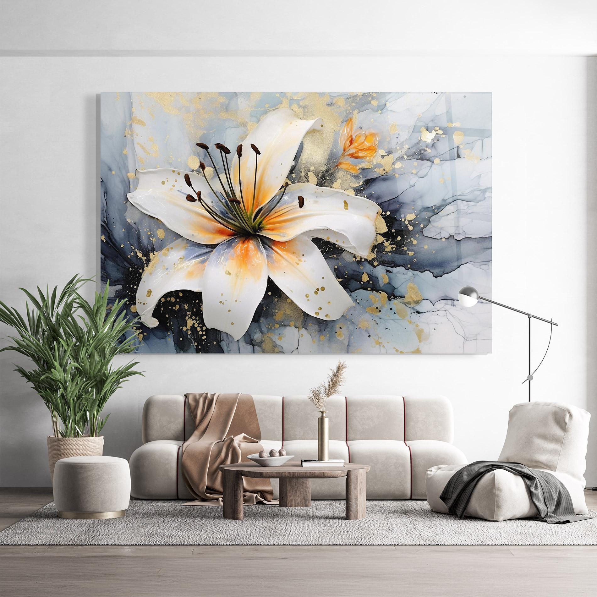 Üvegkép Lily With Orange Painting mockup 9