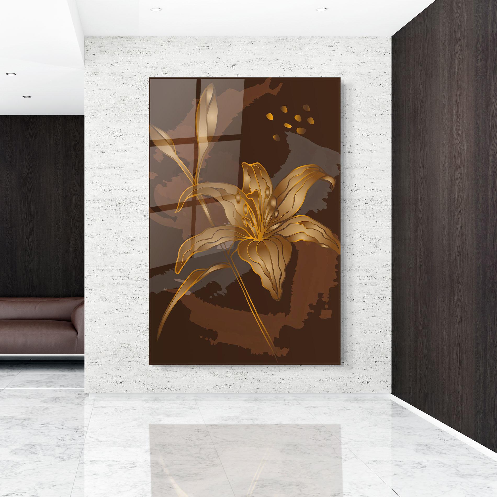 Üvegkép Gold Brown Lily mockup 9