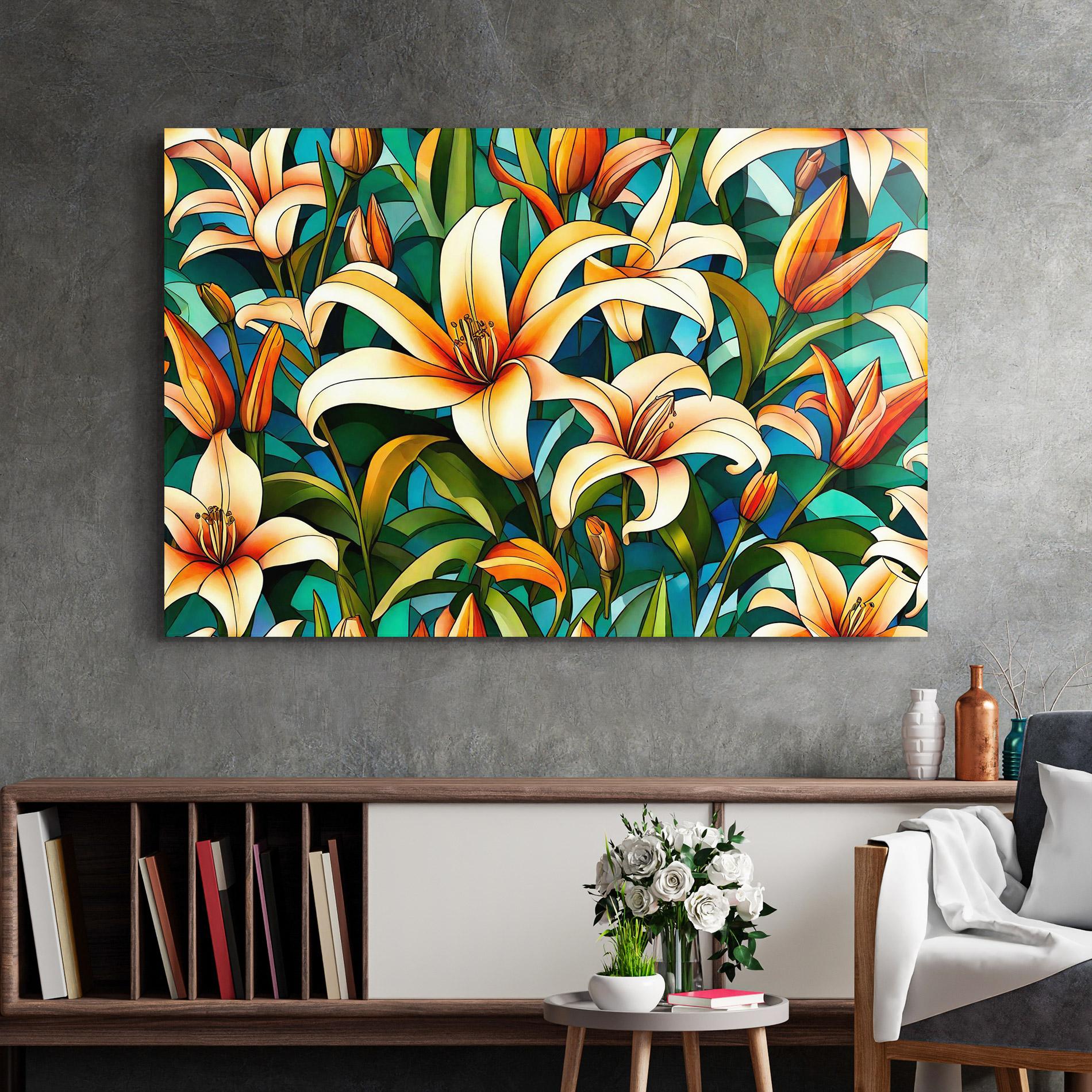 Üvegkép Lily Pattern mockup 2