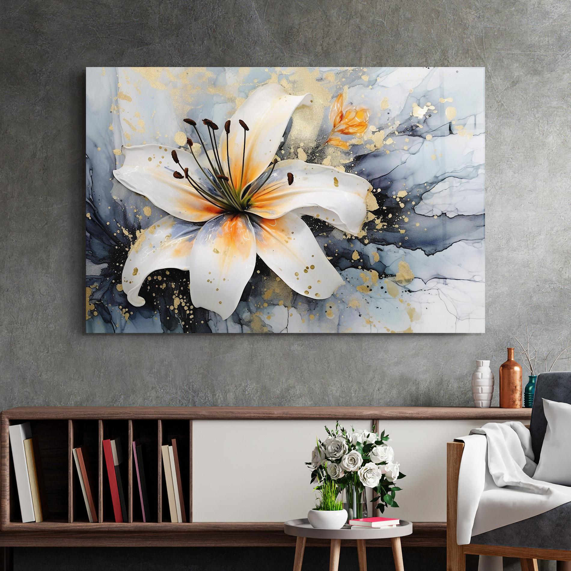 Üvegkép Lily With Orange Painting mockup 2