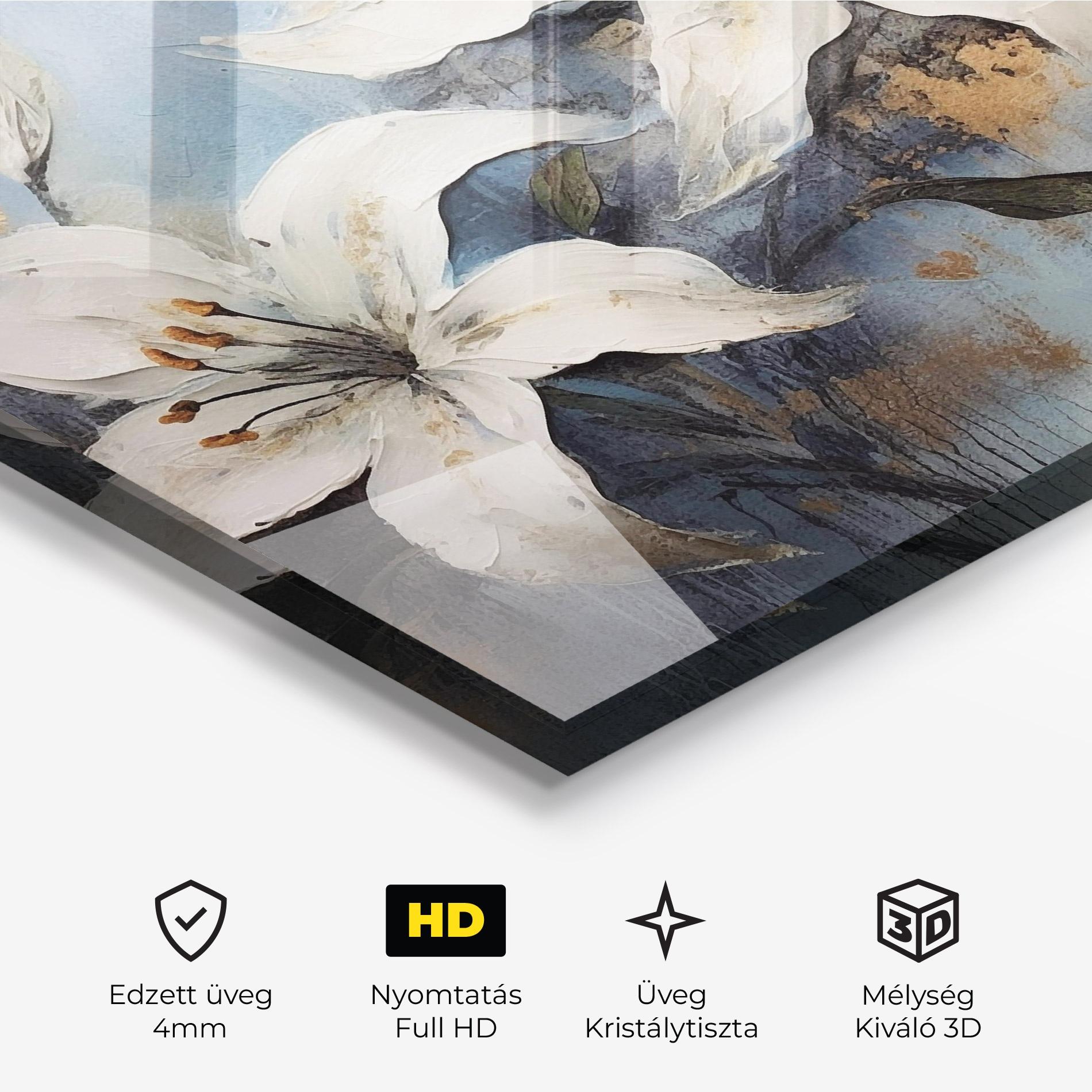 Üvegkép Gold Lily Painting mockup 3
