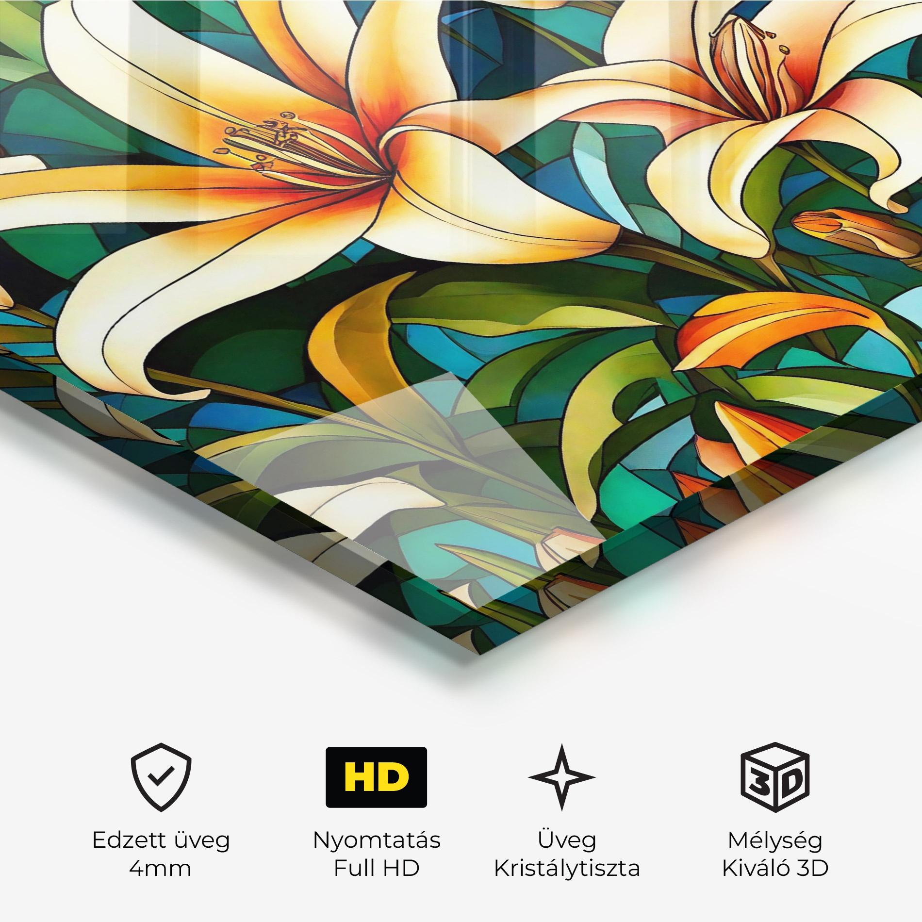 Üvegkép Lily Pattern mockup 3
