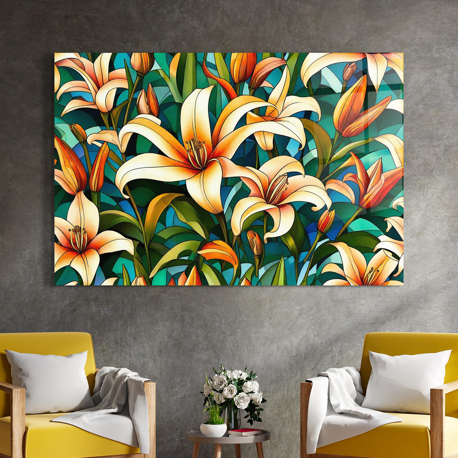 Üvegkép Lily Pattern mockup 4