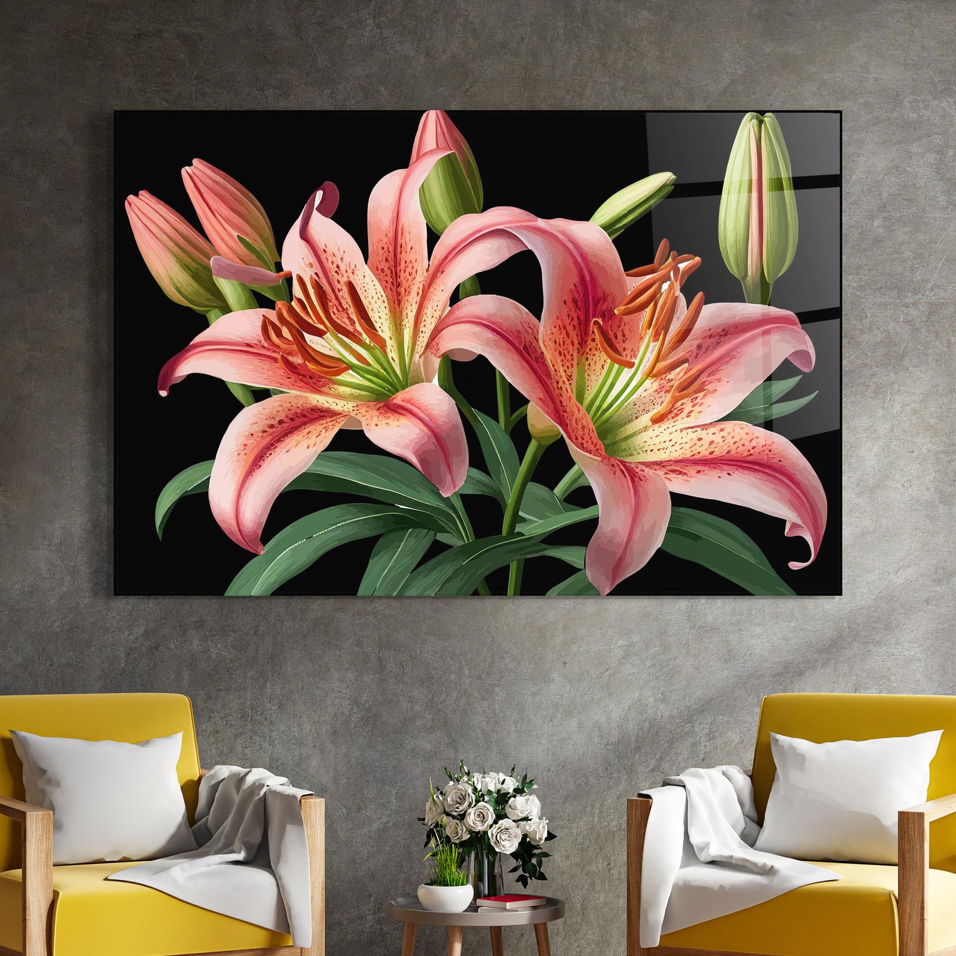 Üvegkép Red Lily Art mockup 4