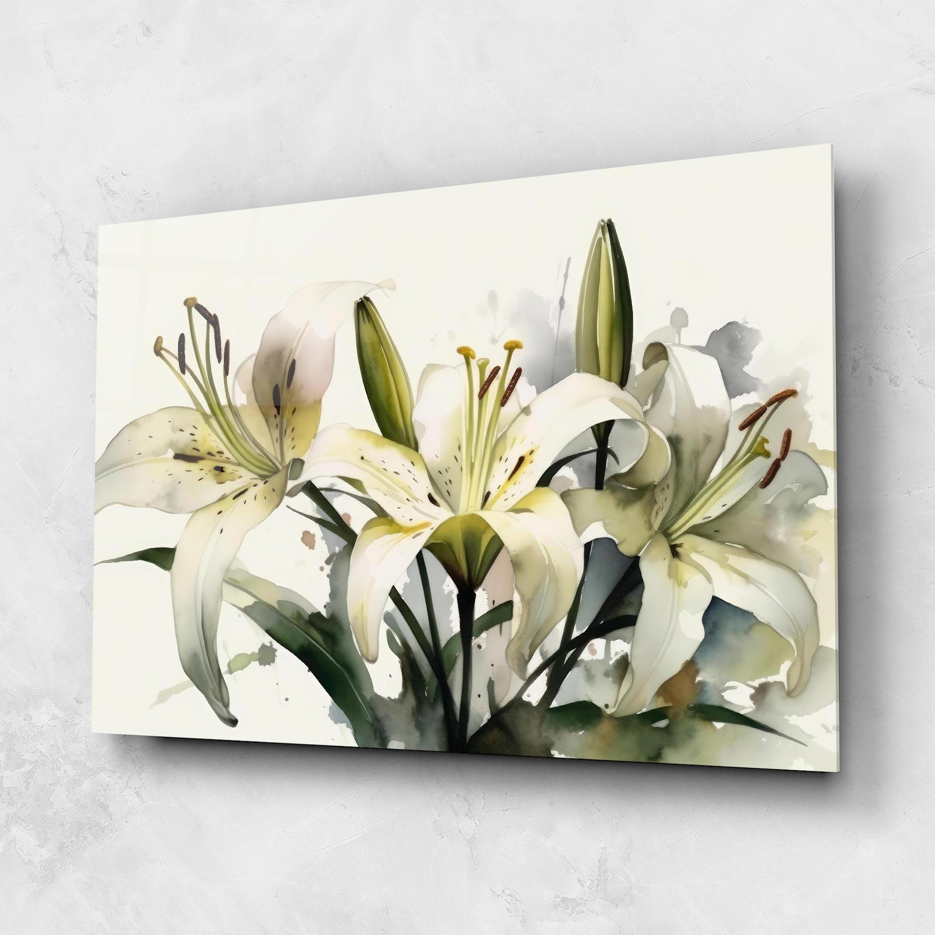 Üvegkép Cute White Lily Painting mockup 1