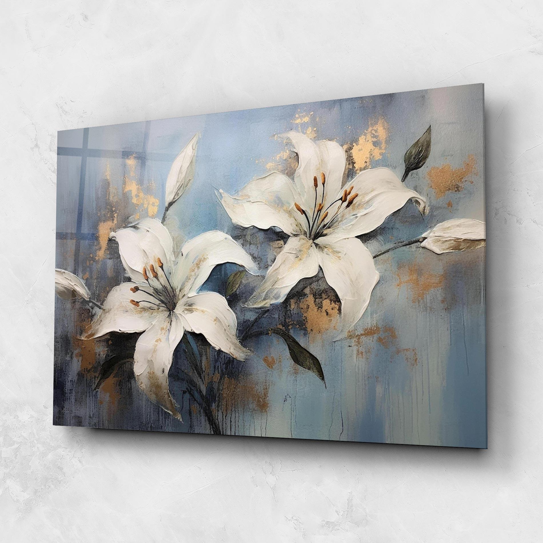 Üvegkép Gold Lily Painting mockup 1
