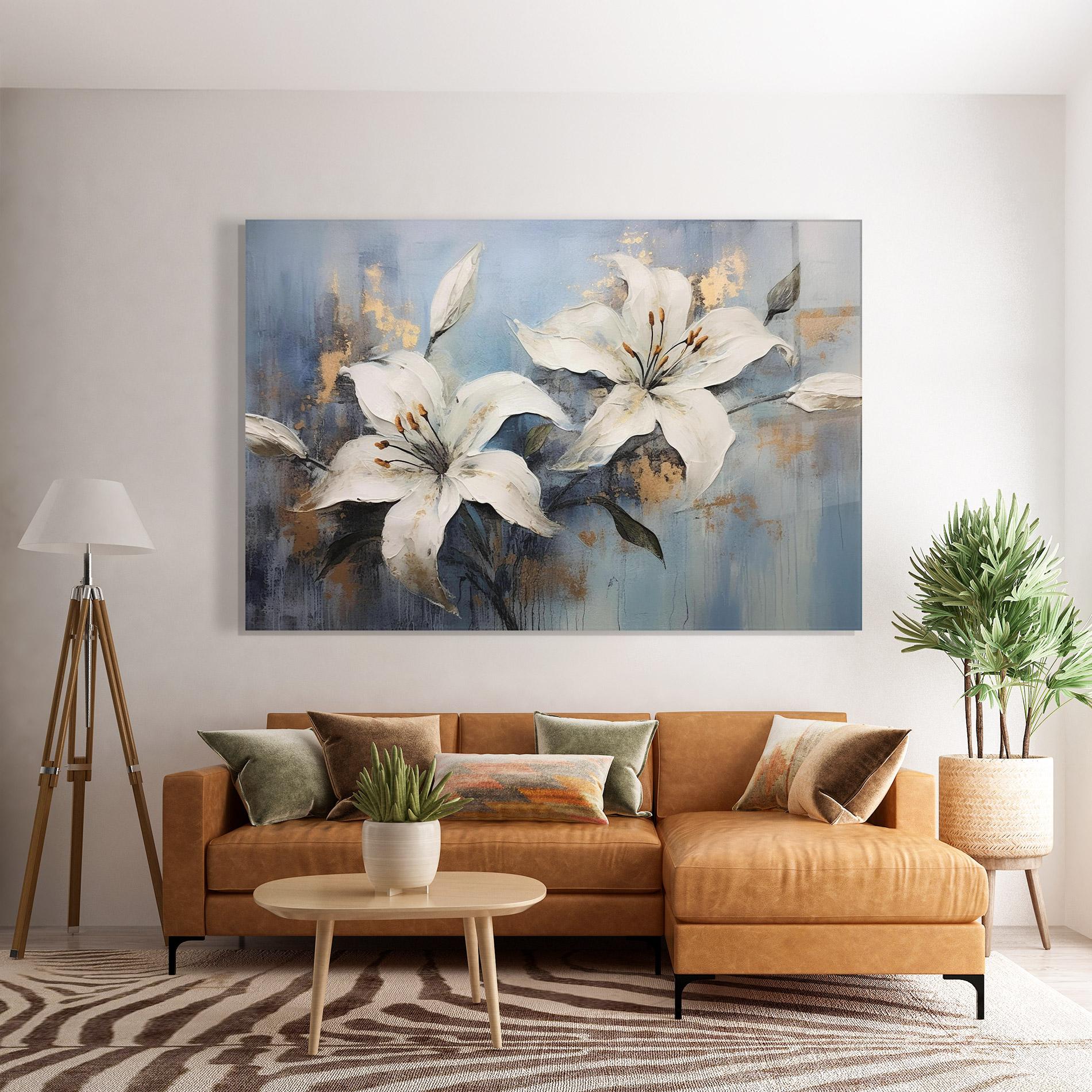 Üvegkép Gold Lily Painting mockup 7