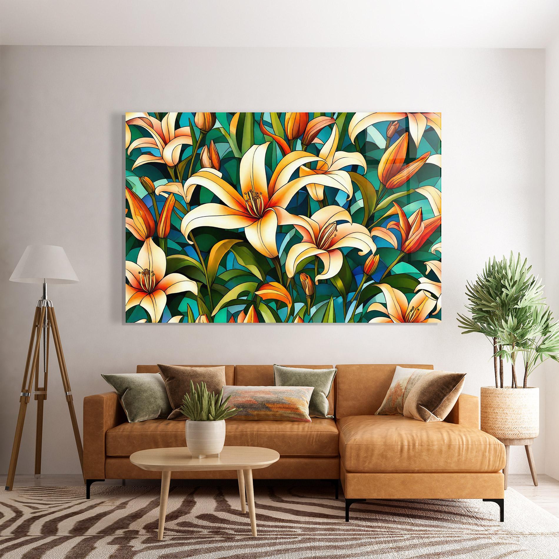 Üvegkép Lily Pattern mockup 7