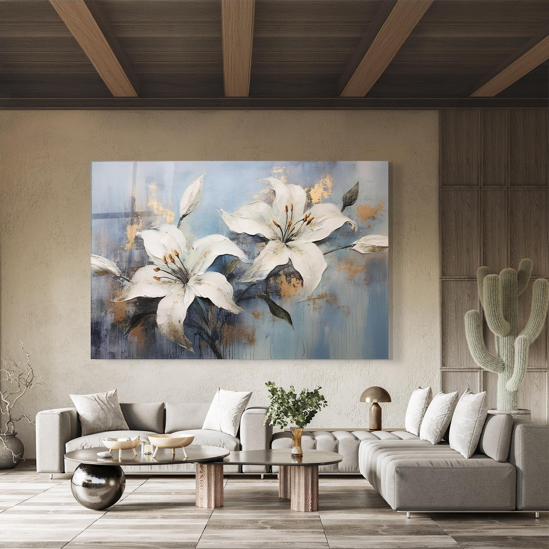 Üvegkép Gold Lily Painting mockup 8