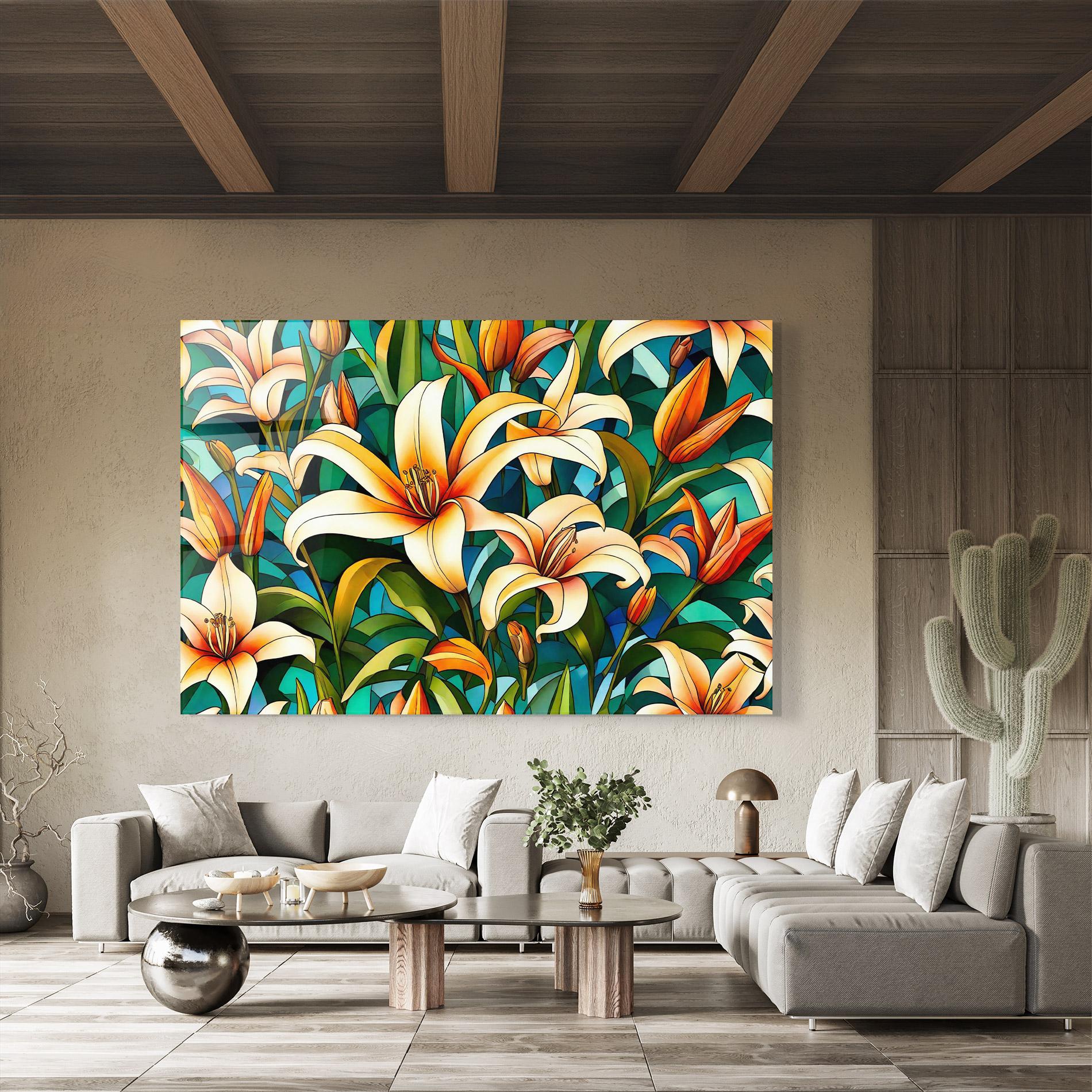 Üvegkép Lily Pattern mockup 8