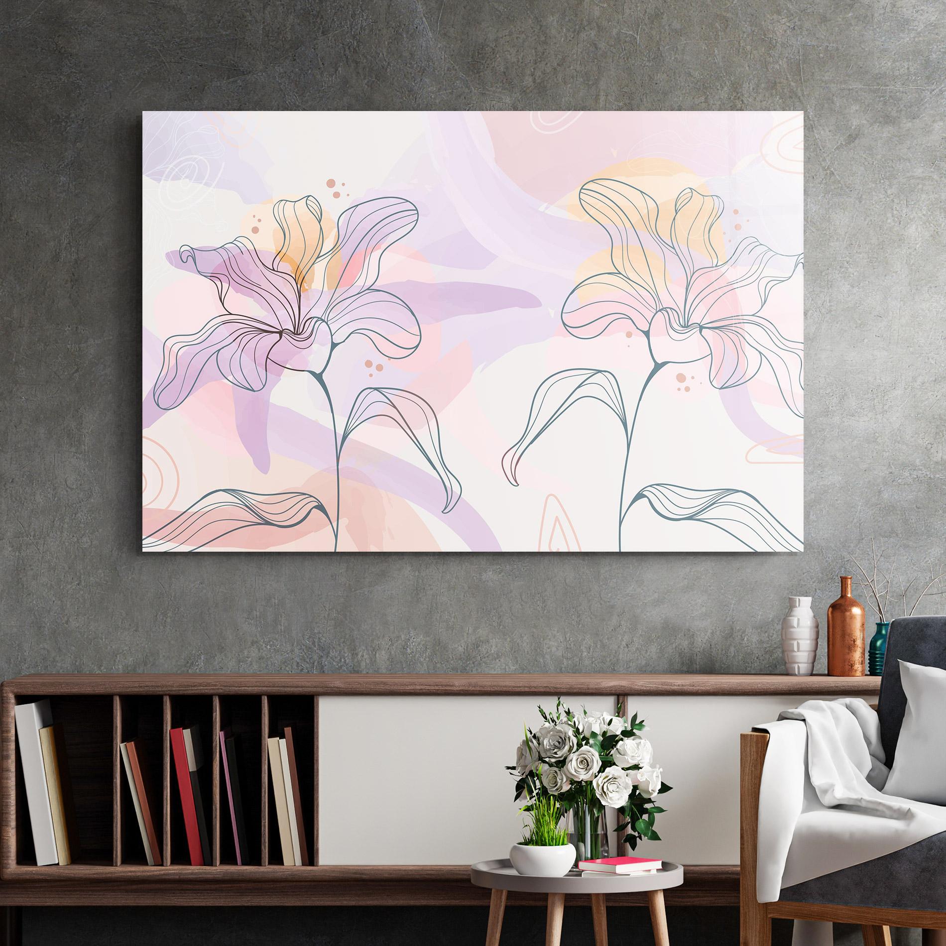 Üvegkép Blue Color Line Flower mockup 2