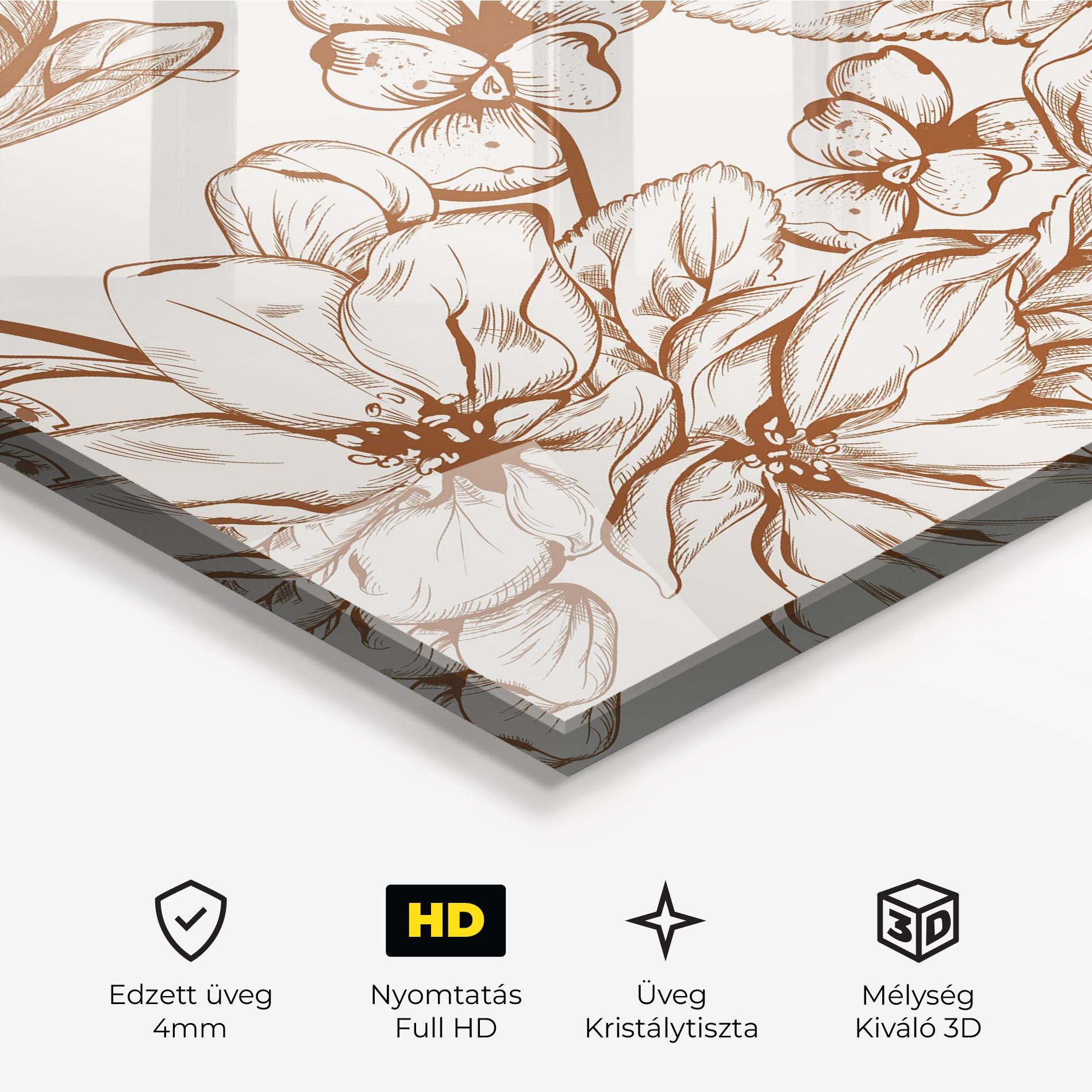 Üvegkép Bee Flower Line mockup 3
