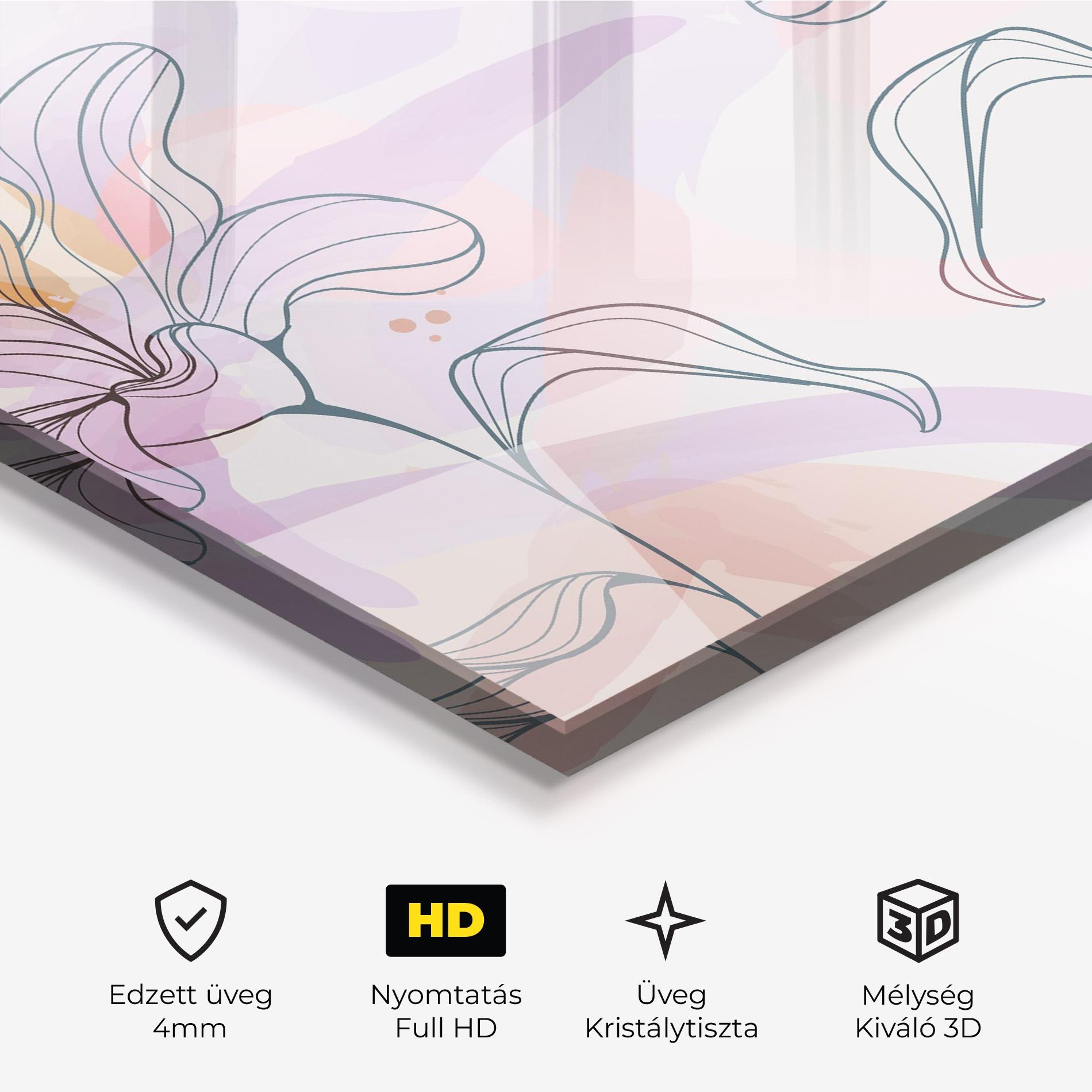 Üvegkép Blue Color Line Flower mockup 3