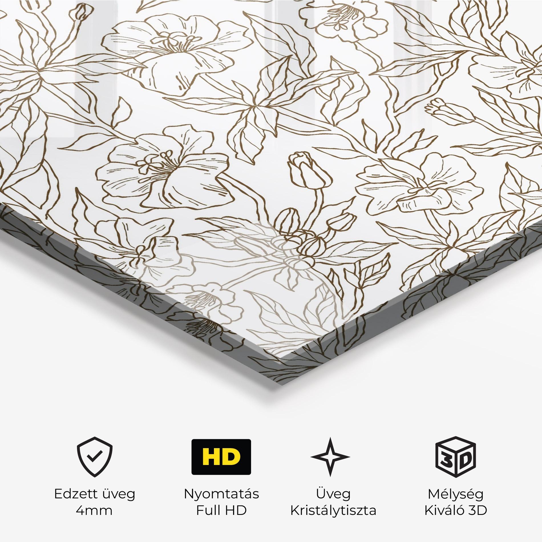 Üvegkép Cream Line Flowers mockup 3
