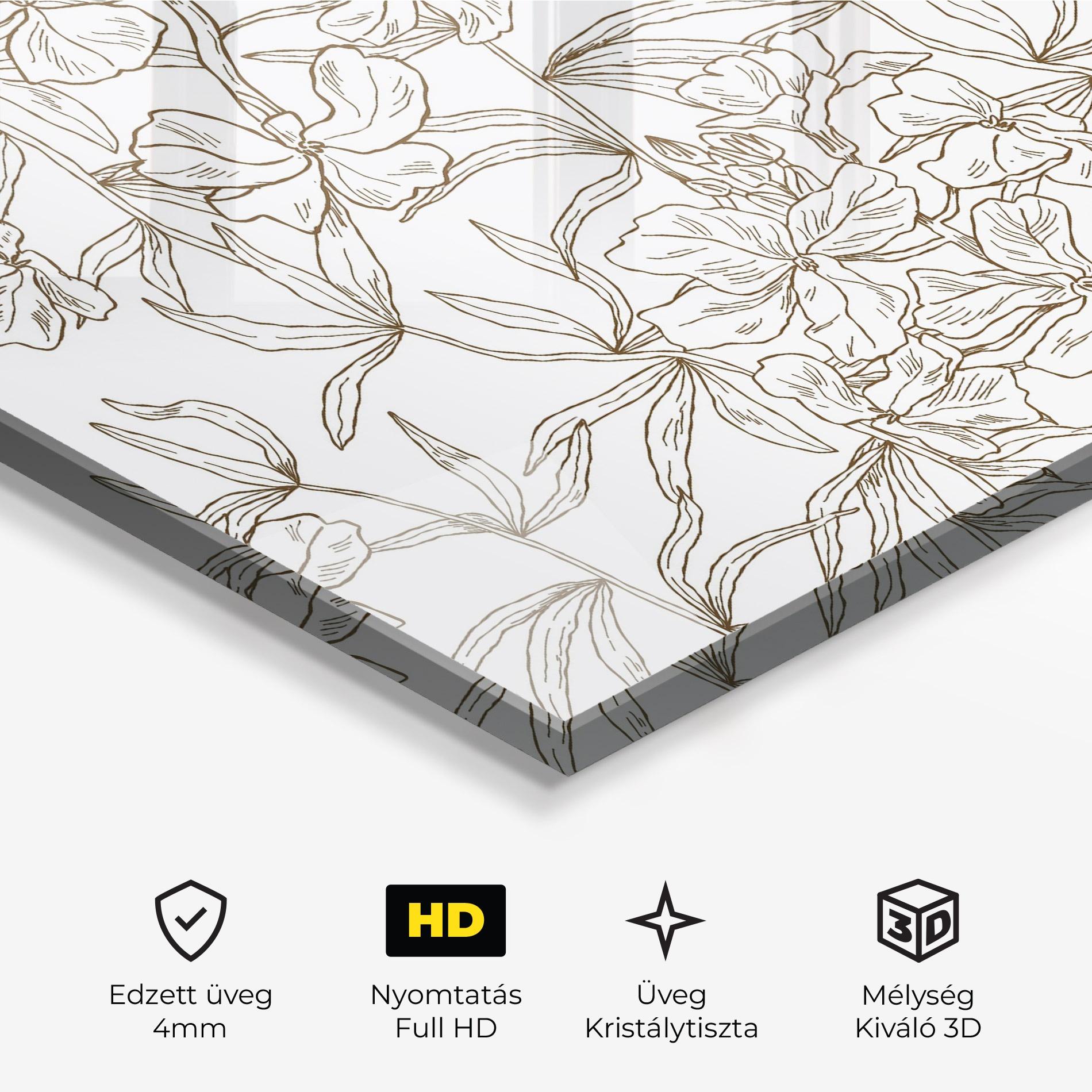 Üvegkép Flower Brown Line mockup 3