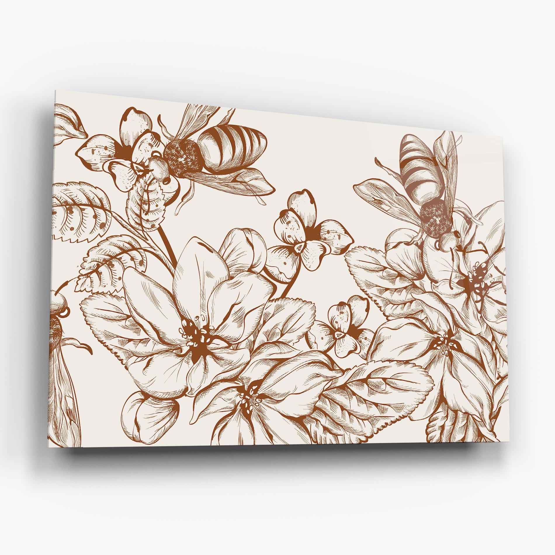 Üvegkép Bee Flower Line mockup 6