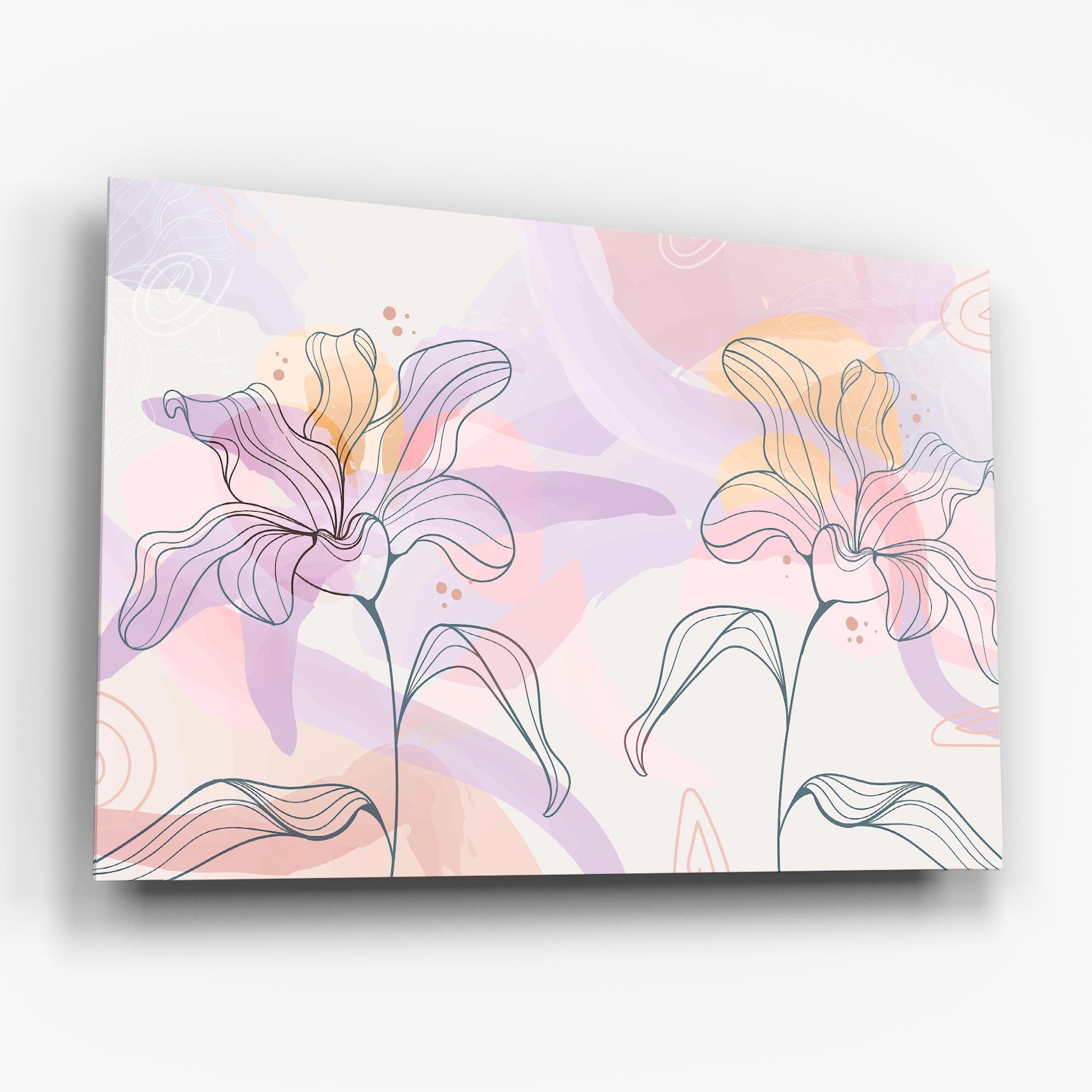 Üvegkép Blue Color Line Flower mockup 6