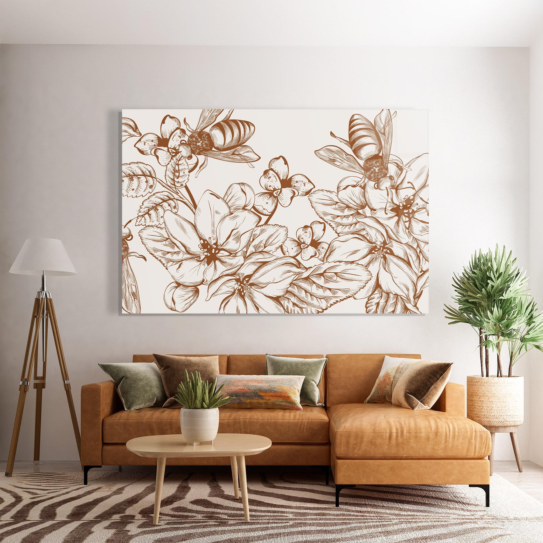 Üvegkép Bee Flower Line mockup 7
