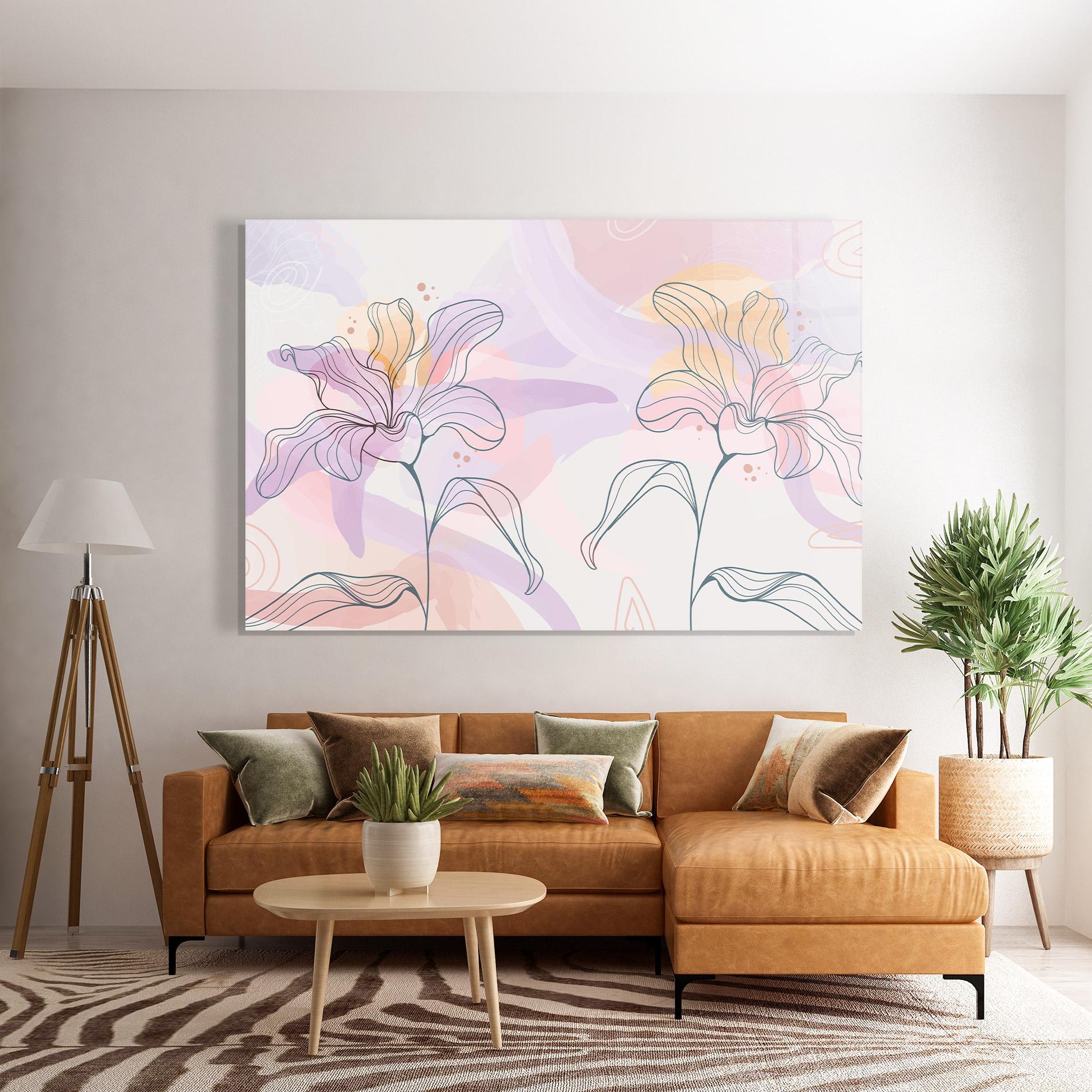 Üvegkép Blue Color Line Flower mockup 7