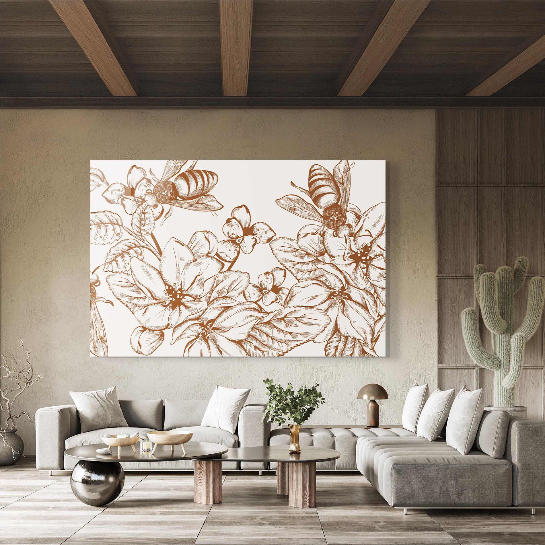 Üvegkép Bee Flower Line mockup 8