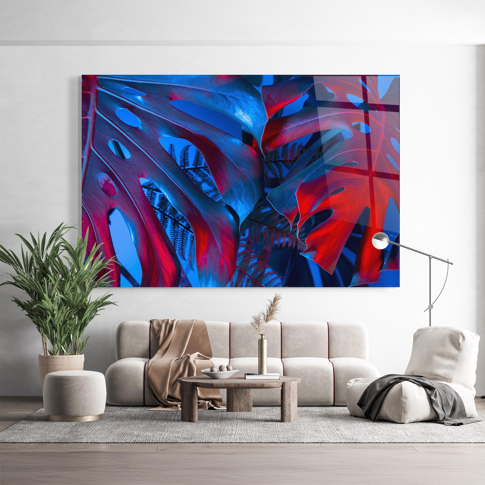 Üvegkép Exotic Blue Leaf mockup 9