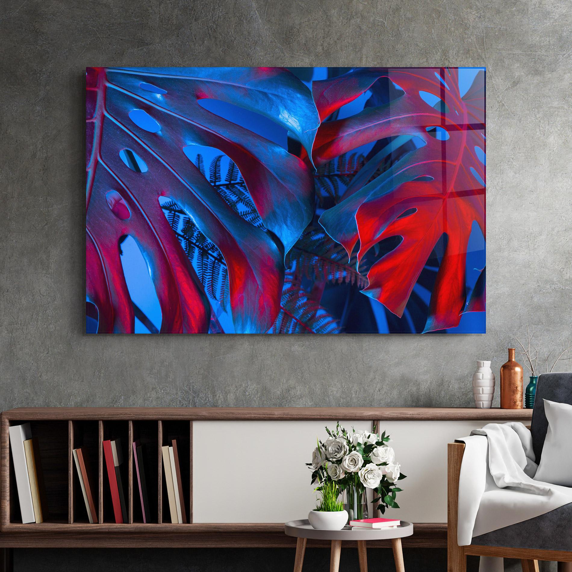 Üvegkép Exotic Blue Leaf mockup 2