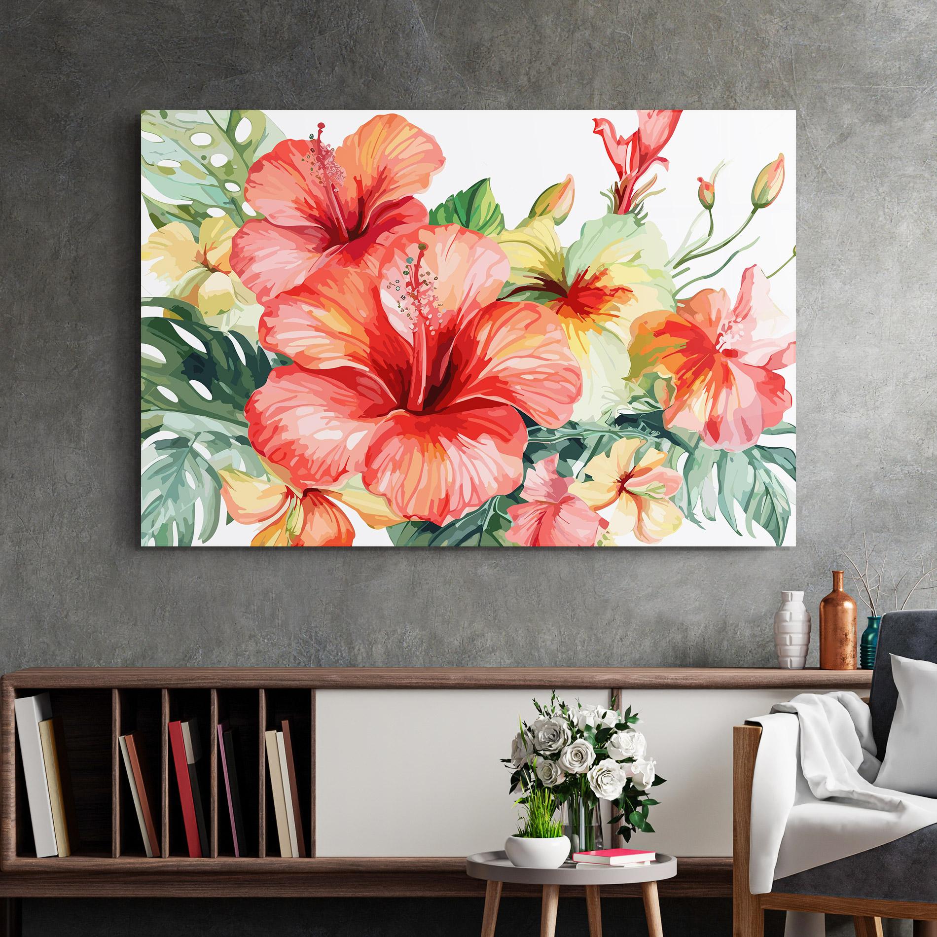 Üvegkép Exotic Red Flower mockup 2