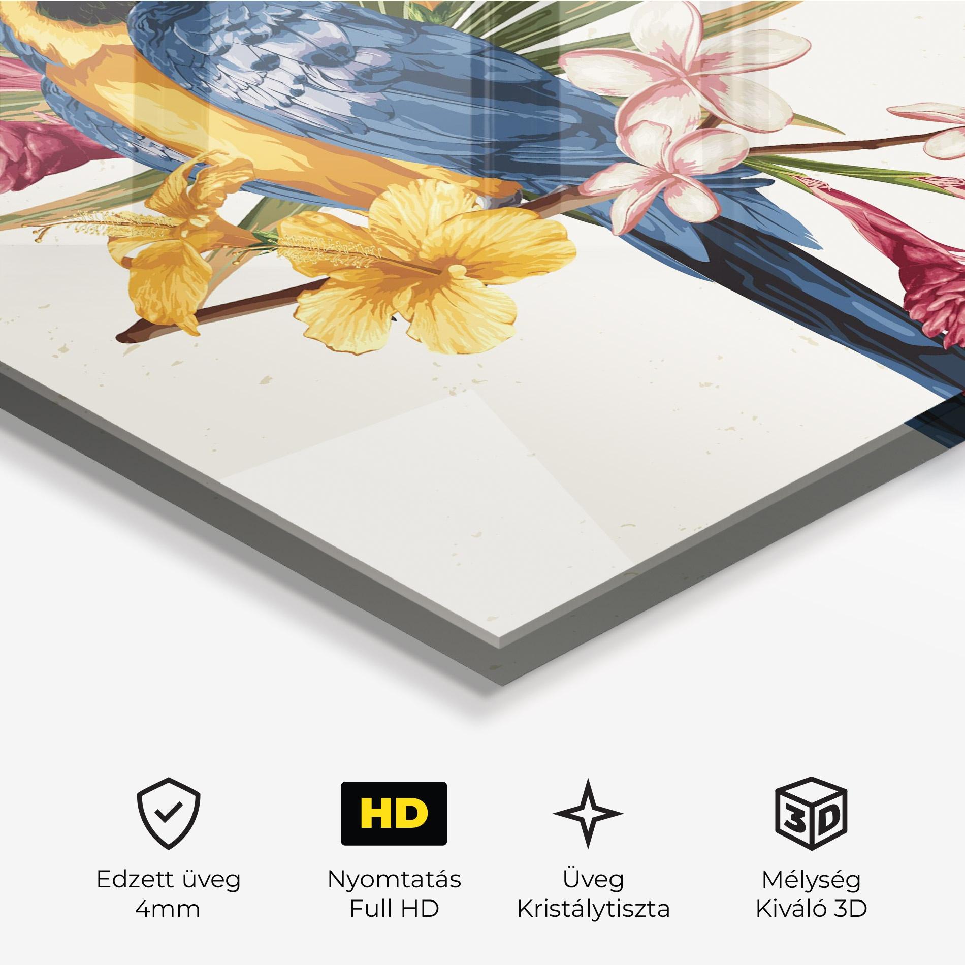 Üvegkép Exotic Bird Flower mockup 3