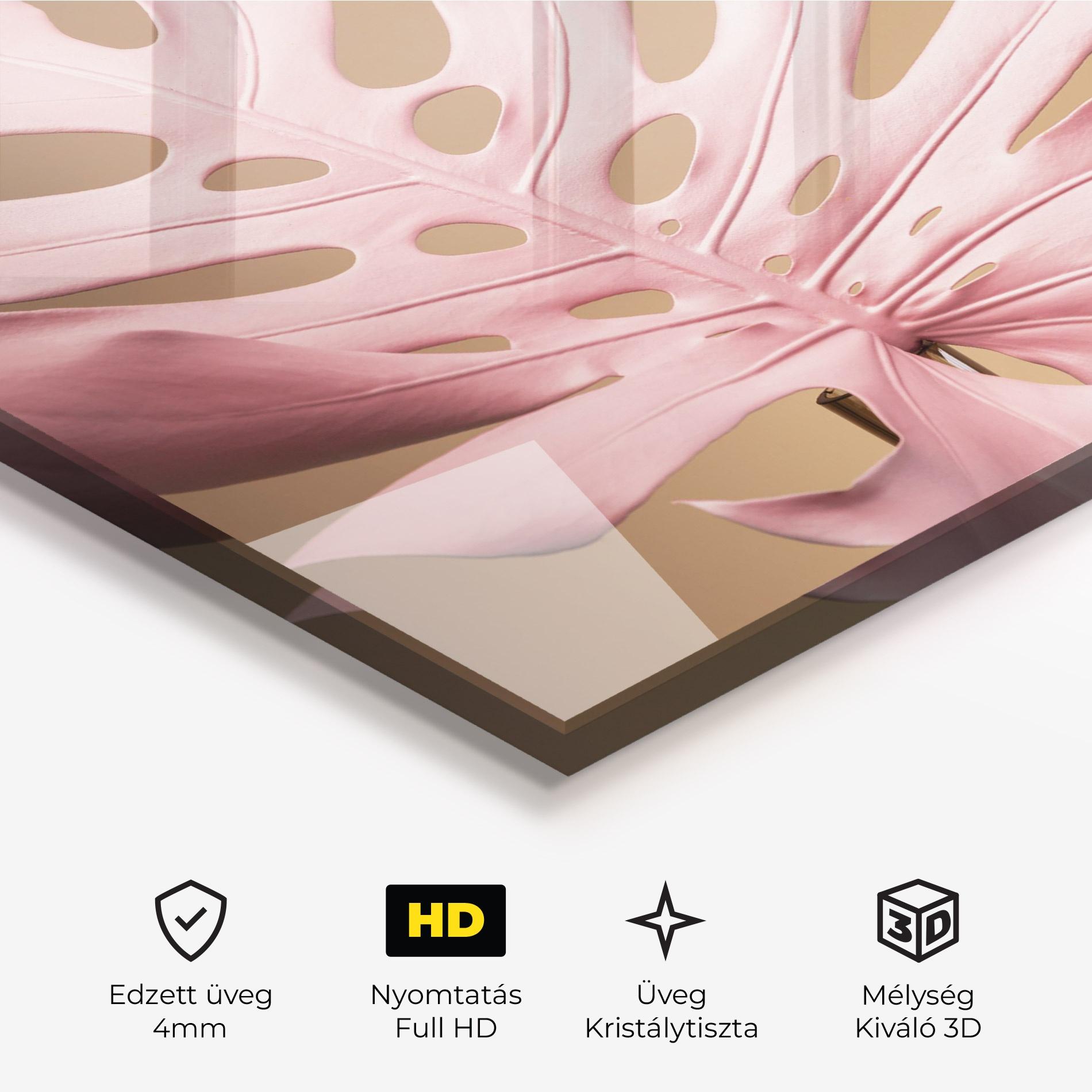 Üvegkép Exotic Pink Leaf mockup 3