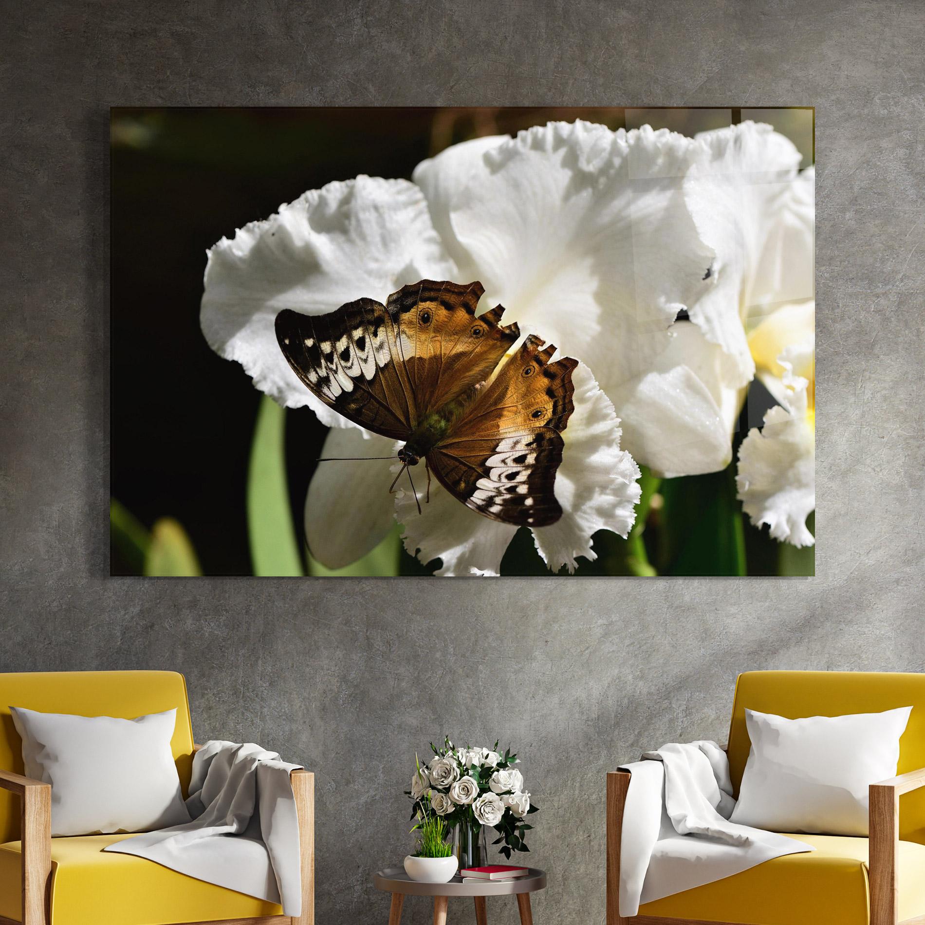 Üvegkép Butterfly Exotic Plant mockup 4