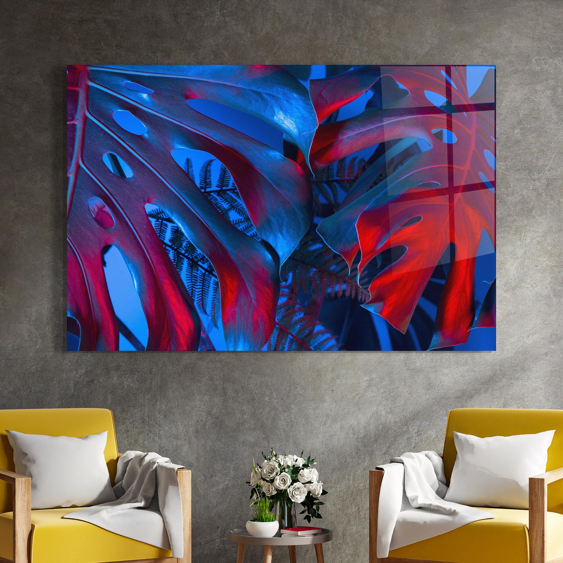 Üvegkép Exotic Blue Leaf mockup 4