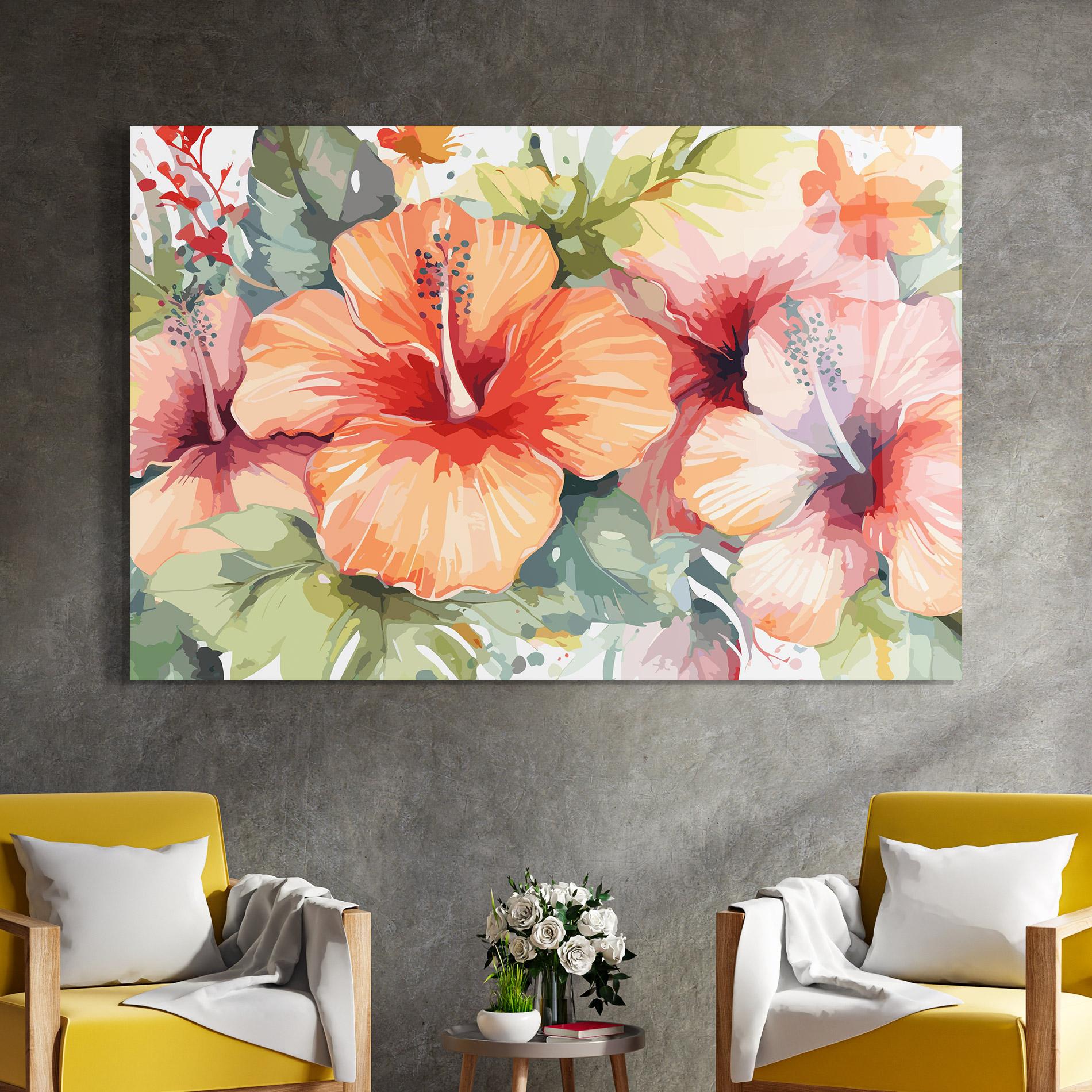 Üvegkép Pastel Exotic Flower mockup 4