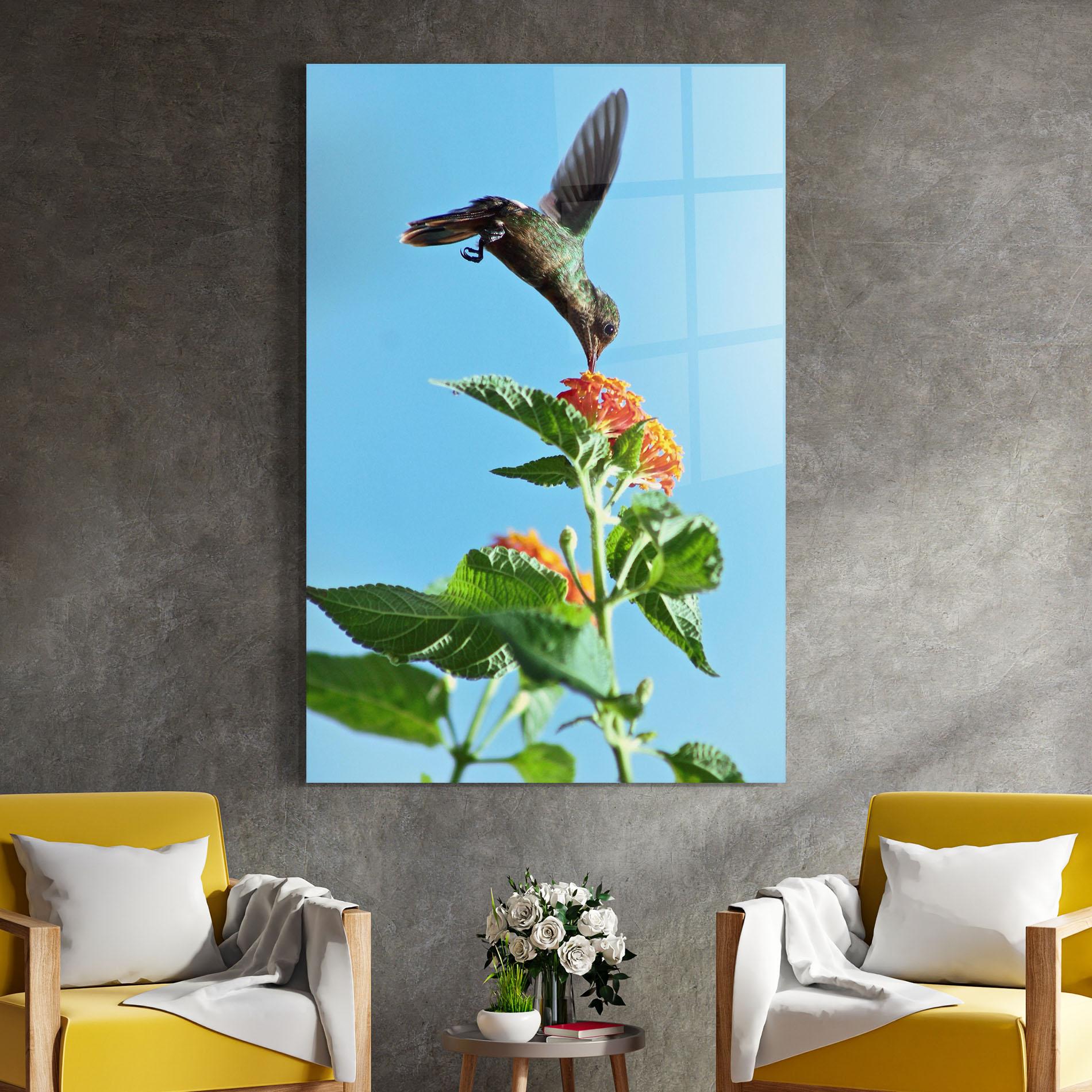 Üvegkép Bird Exotic Flower mockup 4