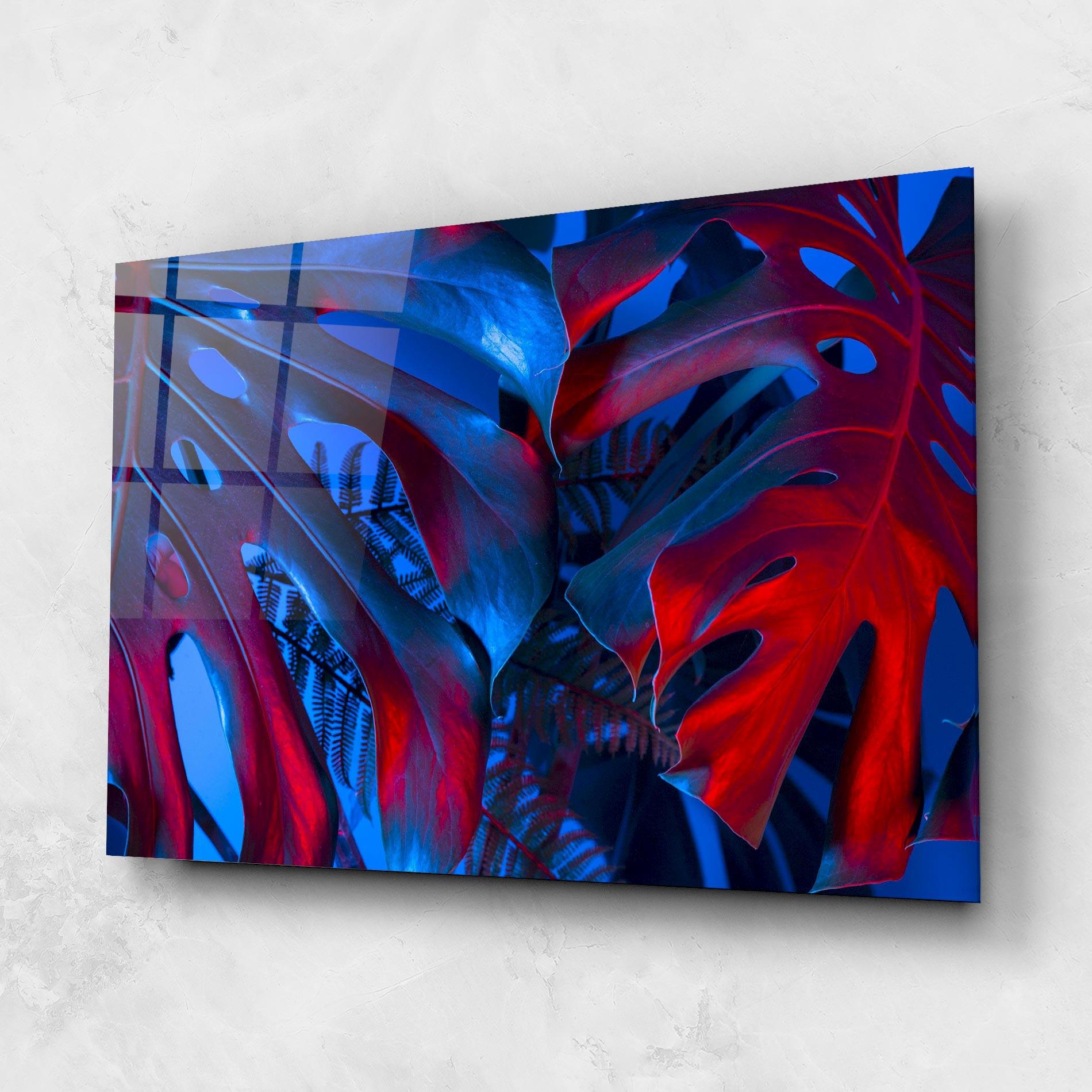 Üvegkép Exotic Blue Leaf mockup 1