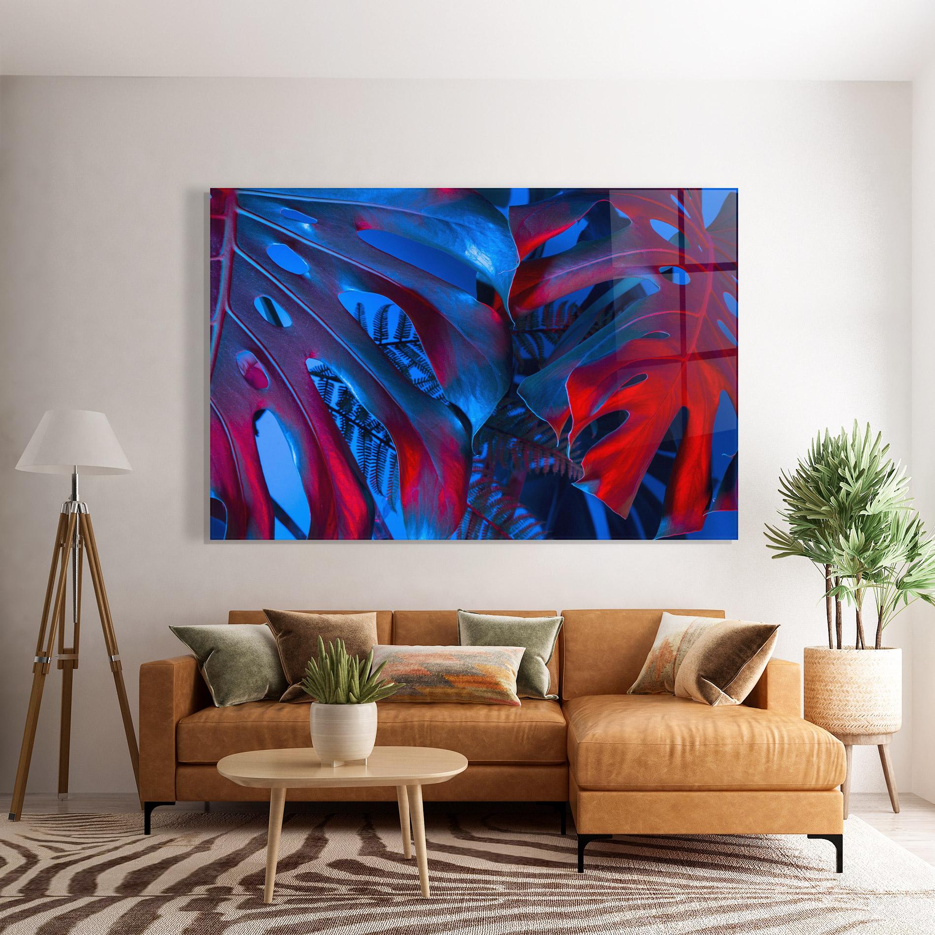 Üvegkép Exotic Blue Leaf mockup 7