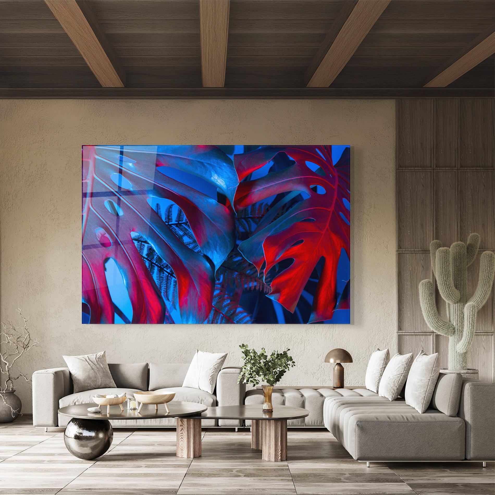 Üvegkép Exotic Blue Leaf mockup 8