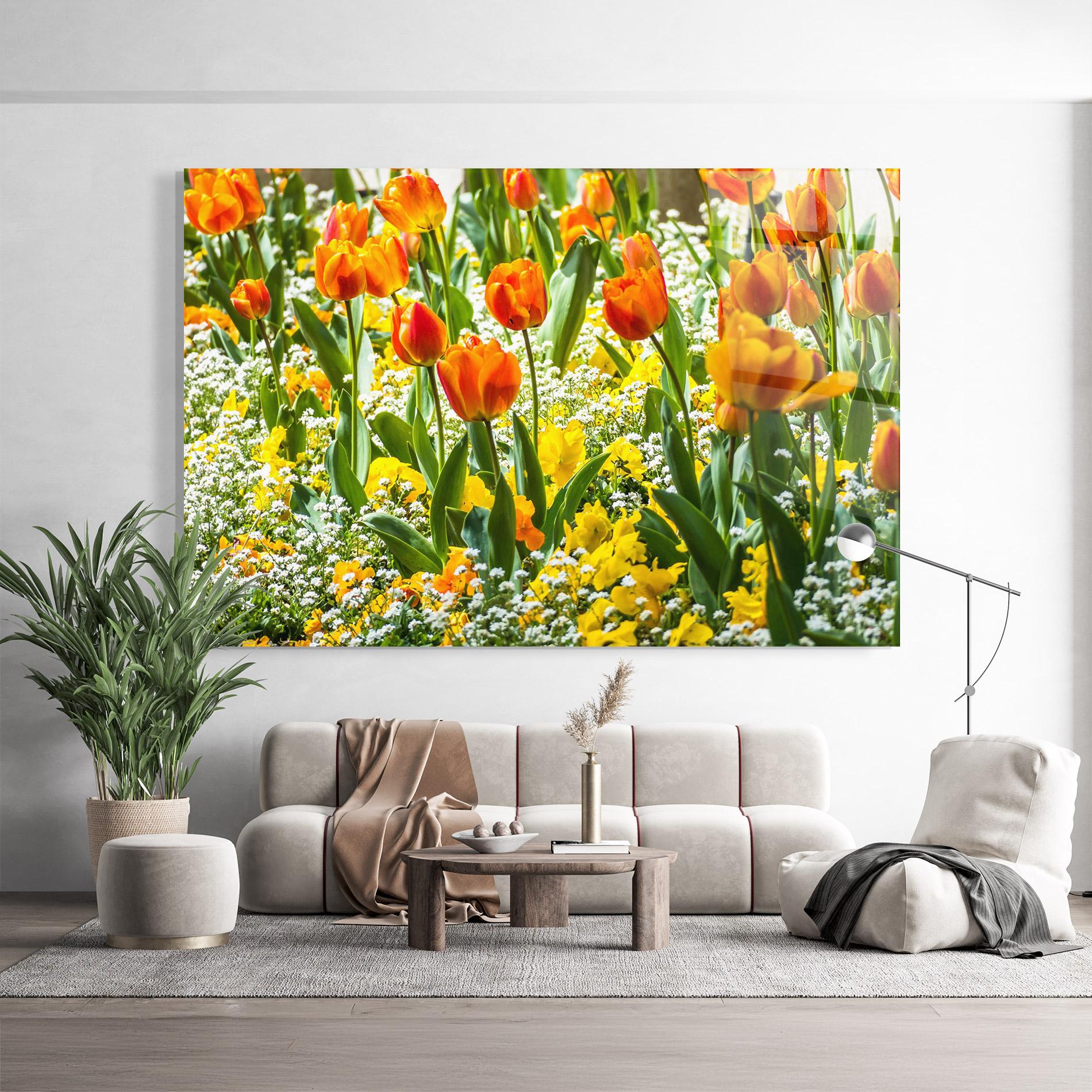 Üvegkép Colorful Tulips Garden mockup 9