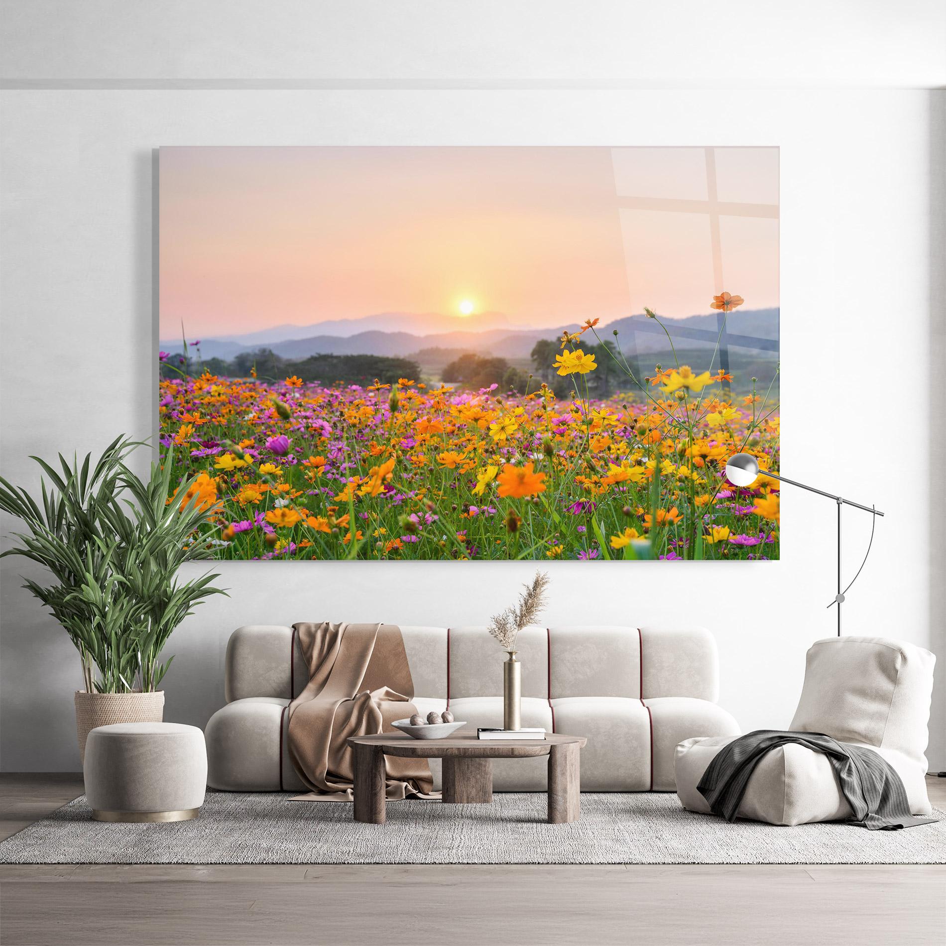 Üvegkép Sunset Mountain Flowerf mockup 9