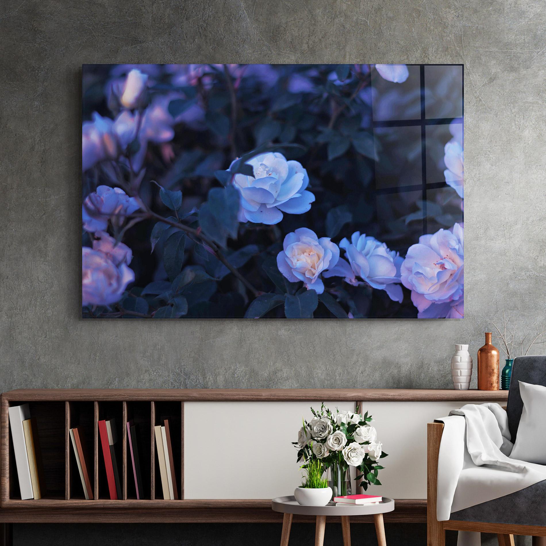 Üvegkép Blue Light Rose mockup 2