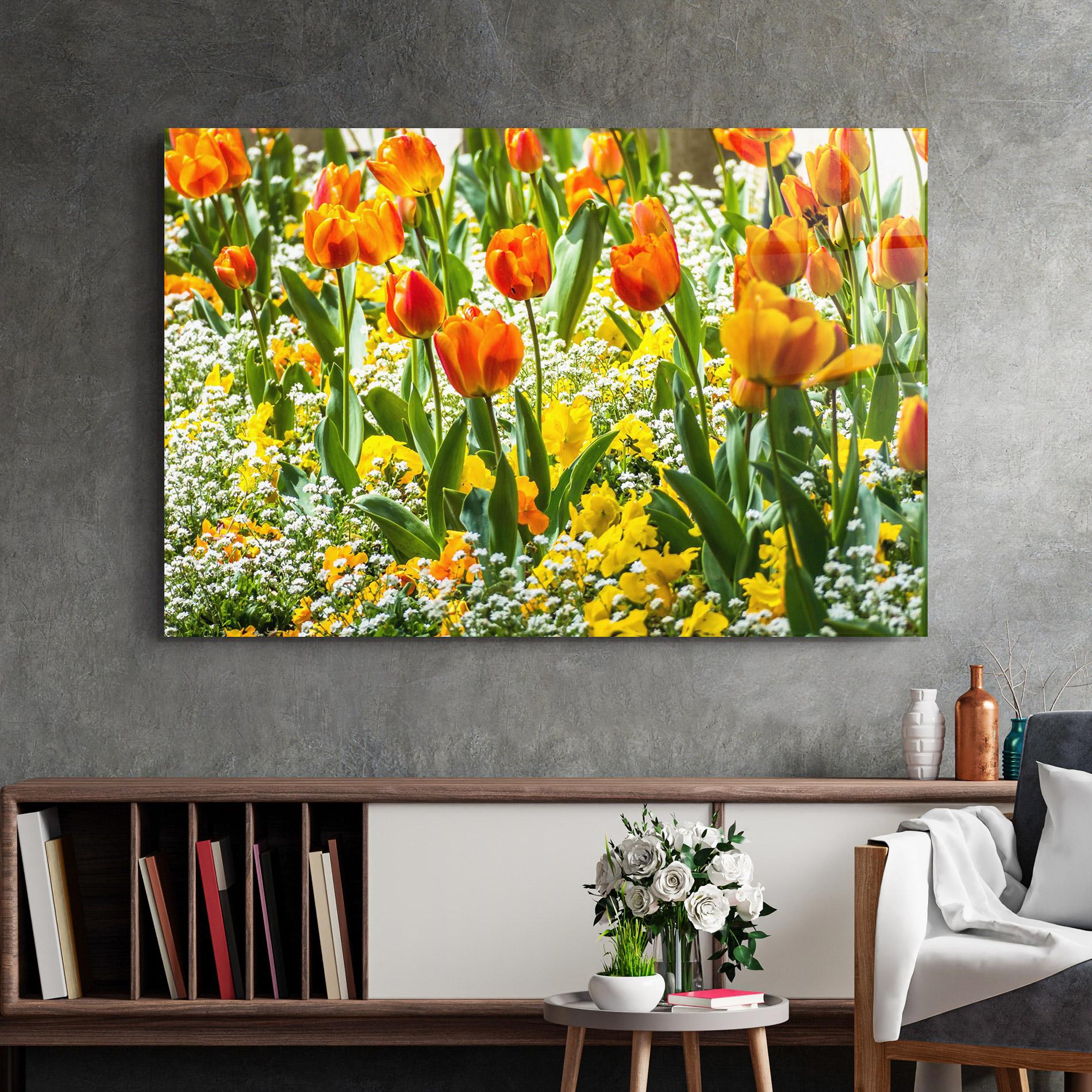Üvegkép Colorful Tulips Garden mockup 2