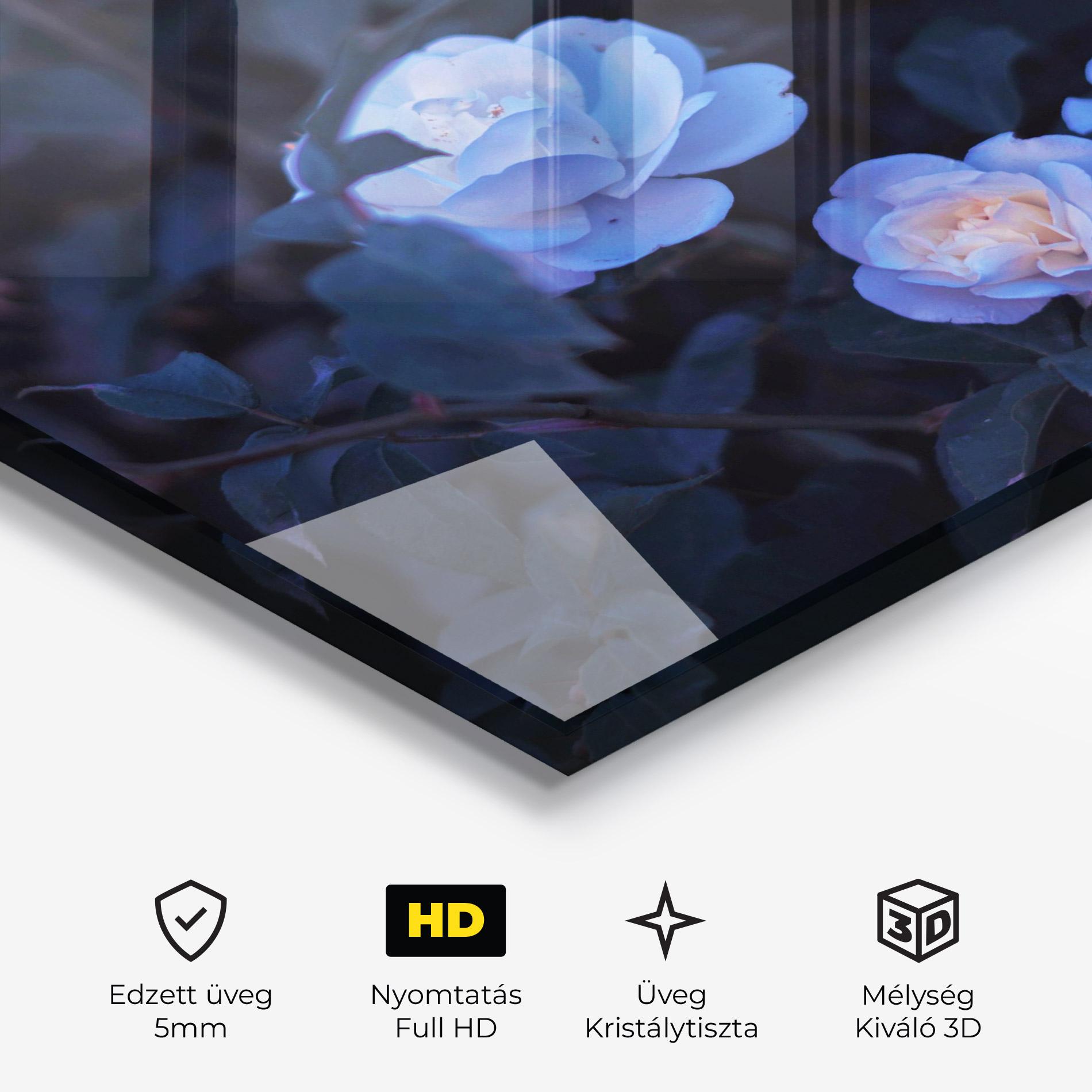 Üvegkép Blue Light Rose mockup 3