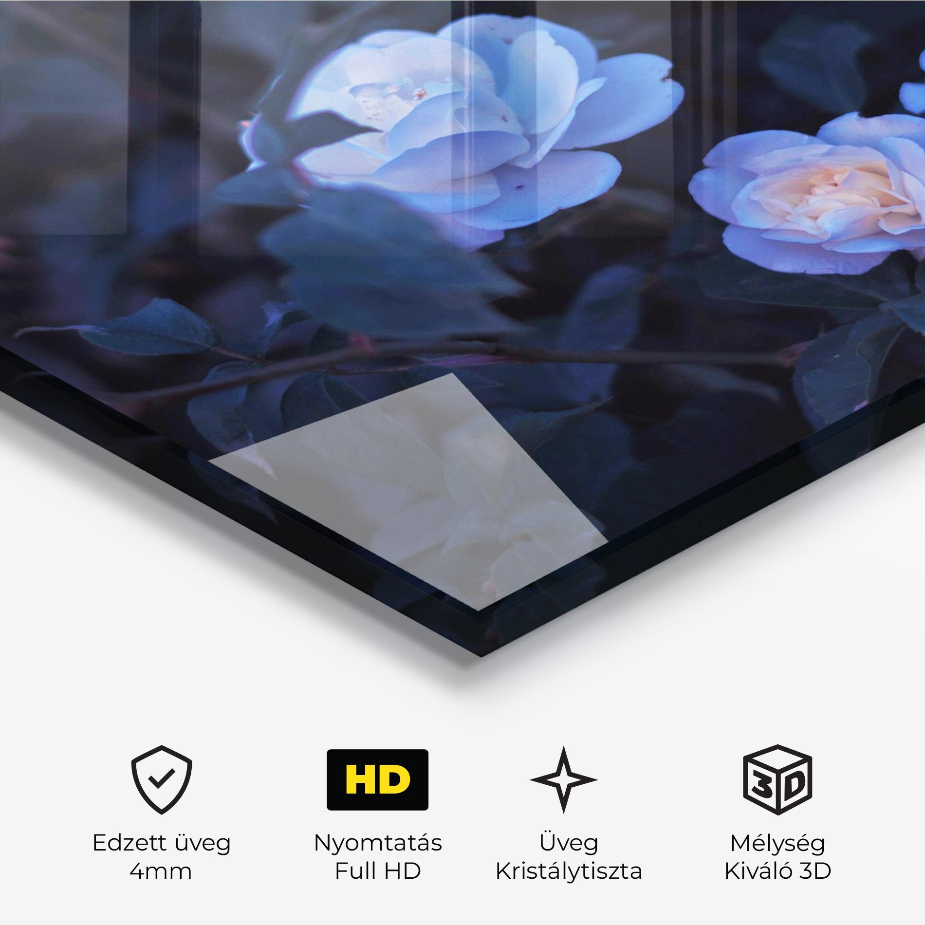 Üvegkép Blue Light Rose mockup 3