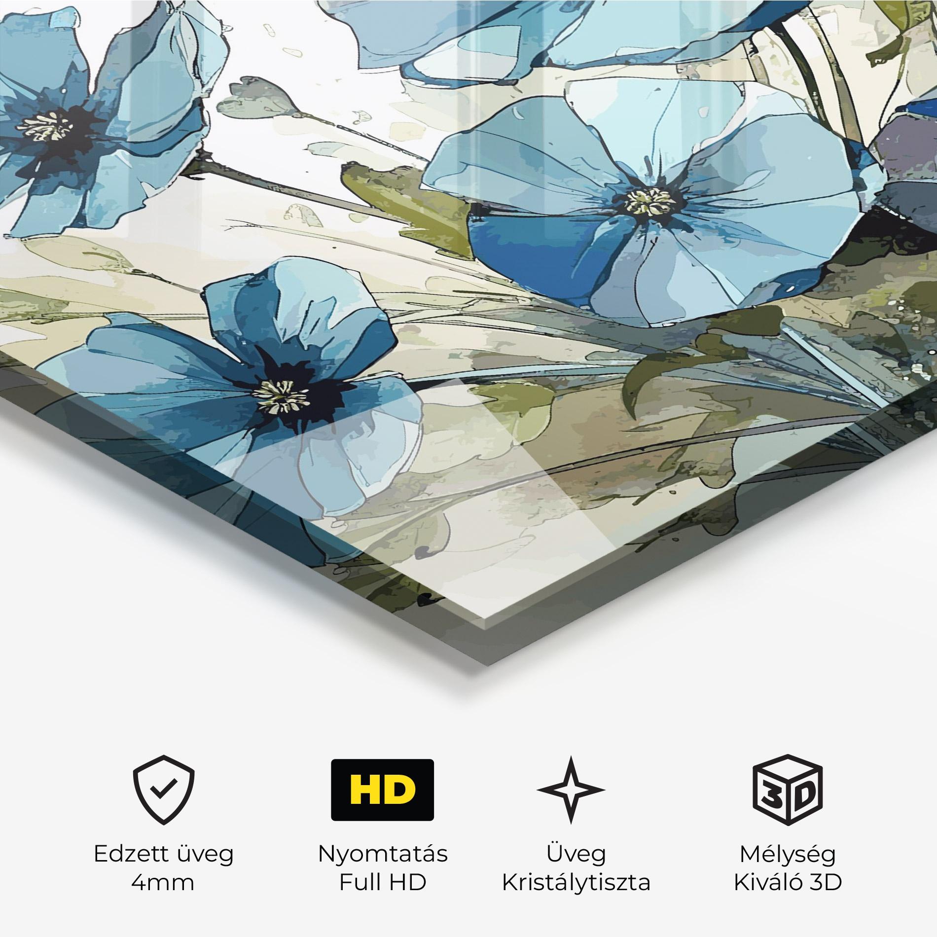 Üvegkép Blue Wild Plant mockup 3