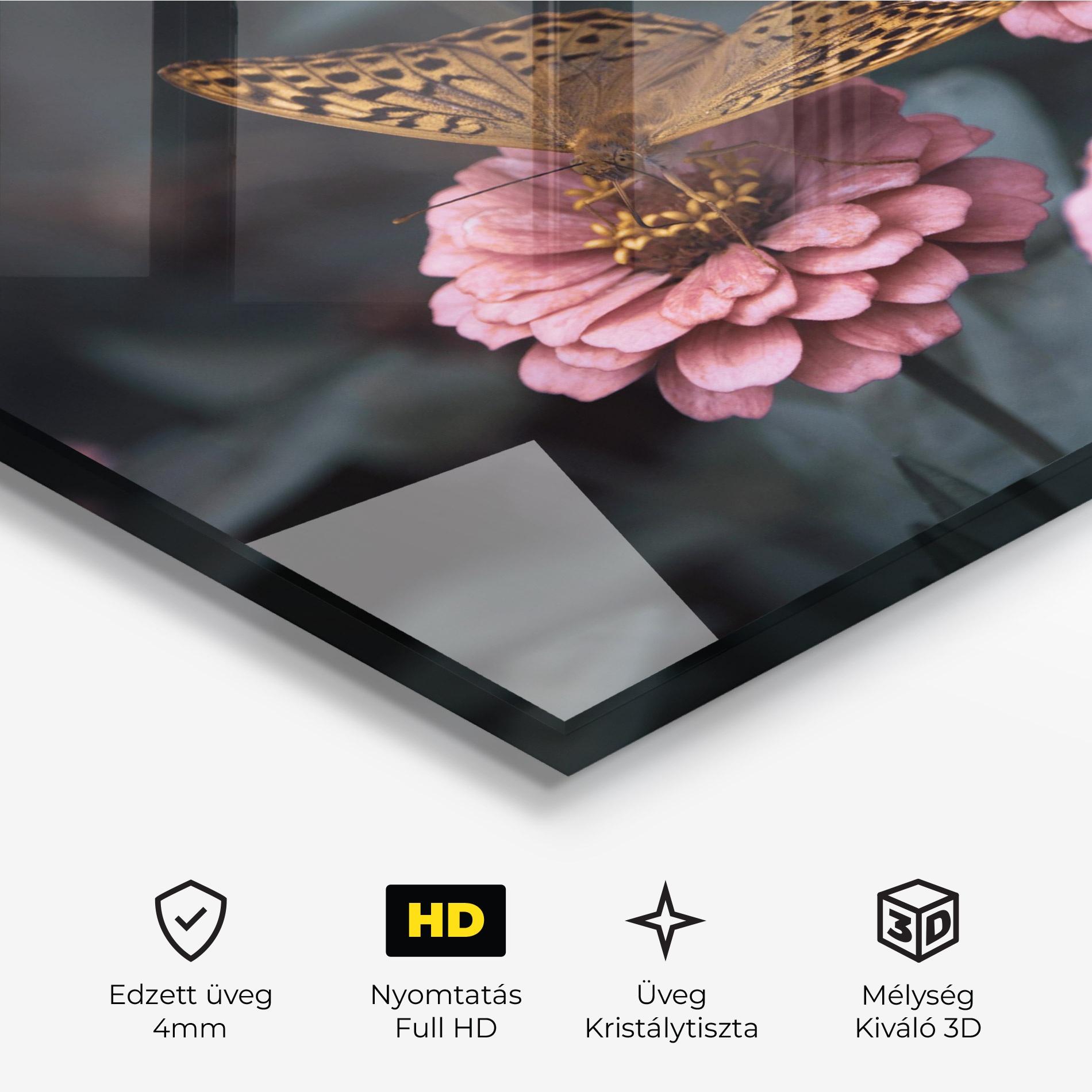 Üvegkép Flower Butterfly mockup 3
