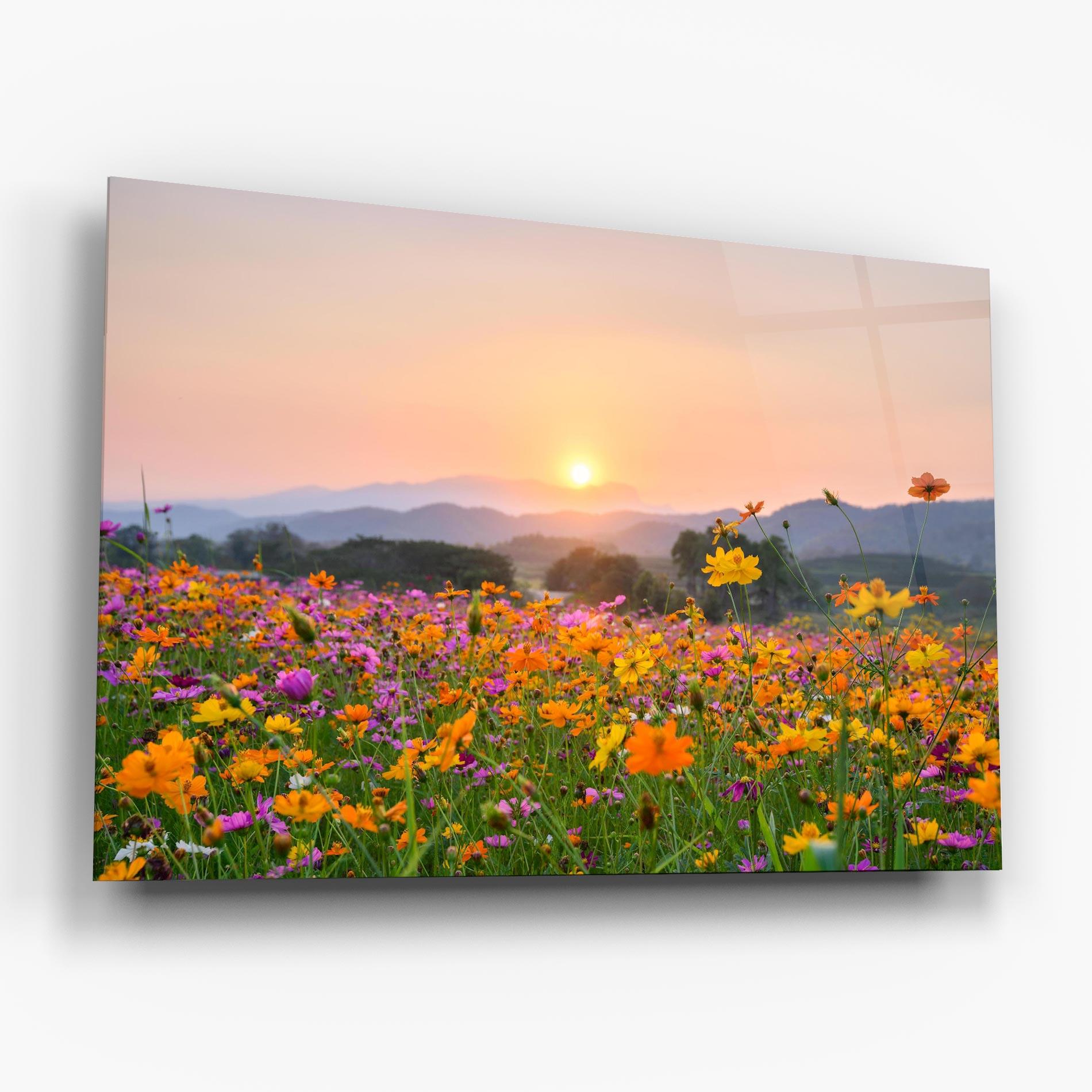 Üvegkép Sunset Mountain Flowerf mockup 6