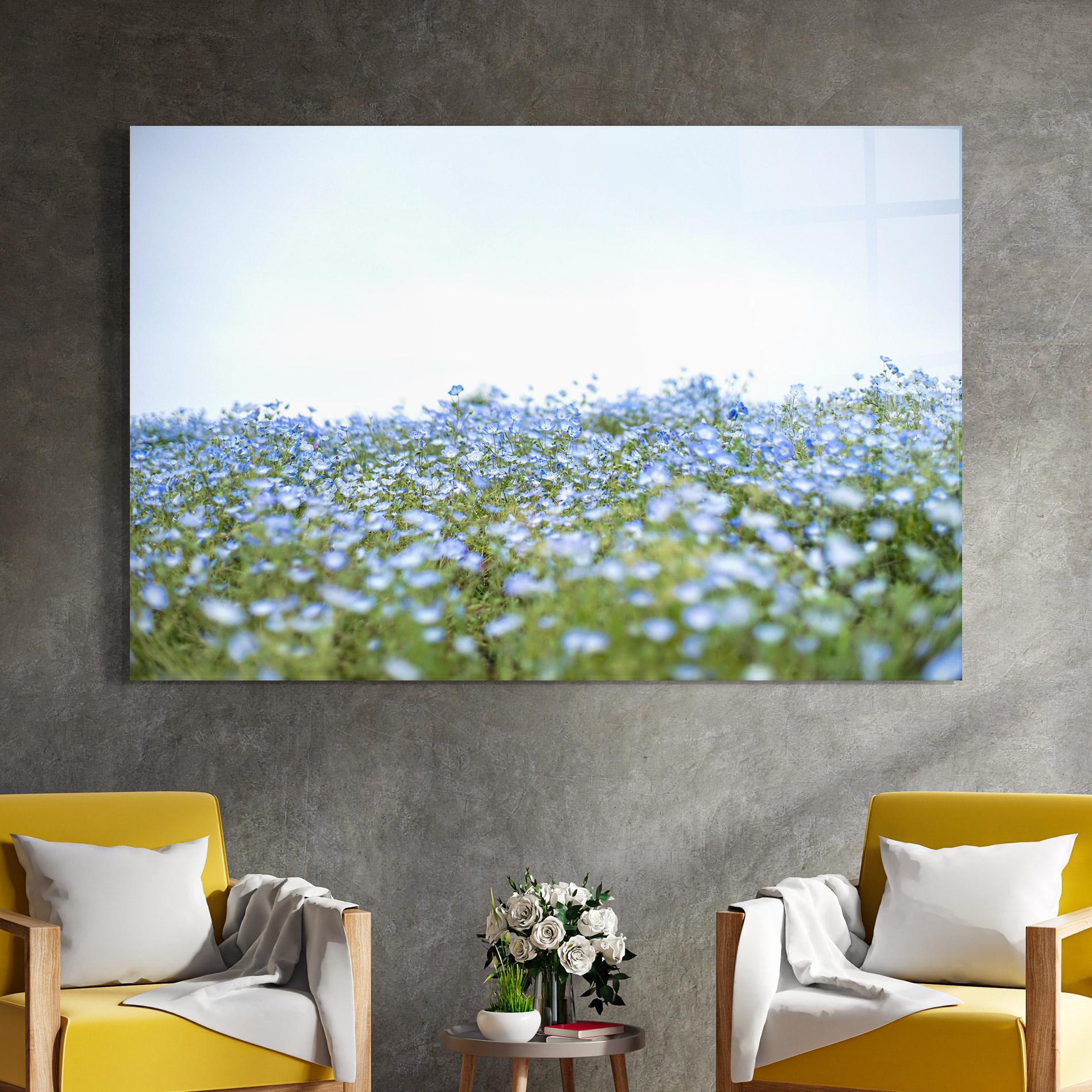 Üvegkép Blue Wild Flowers mockup 4