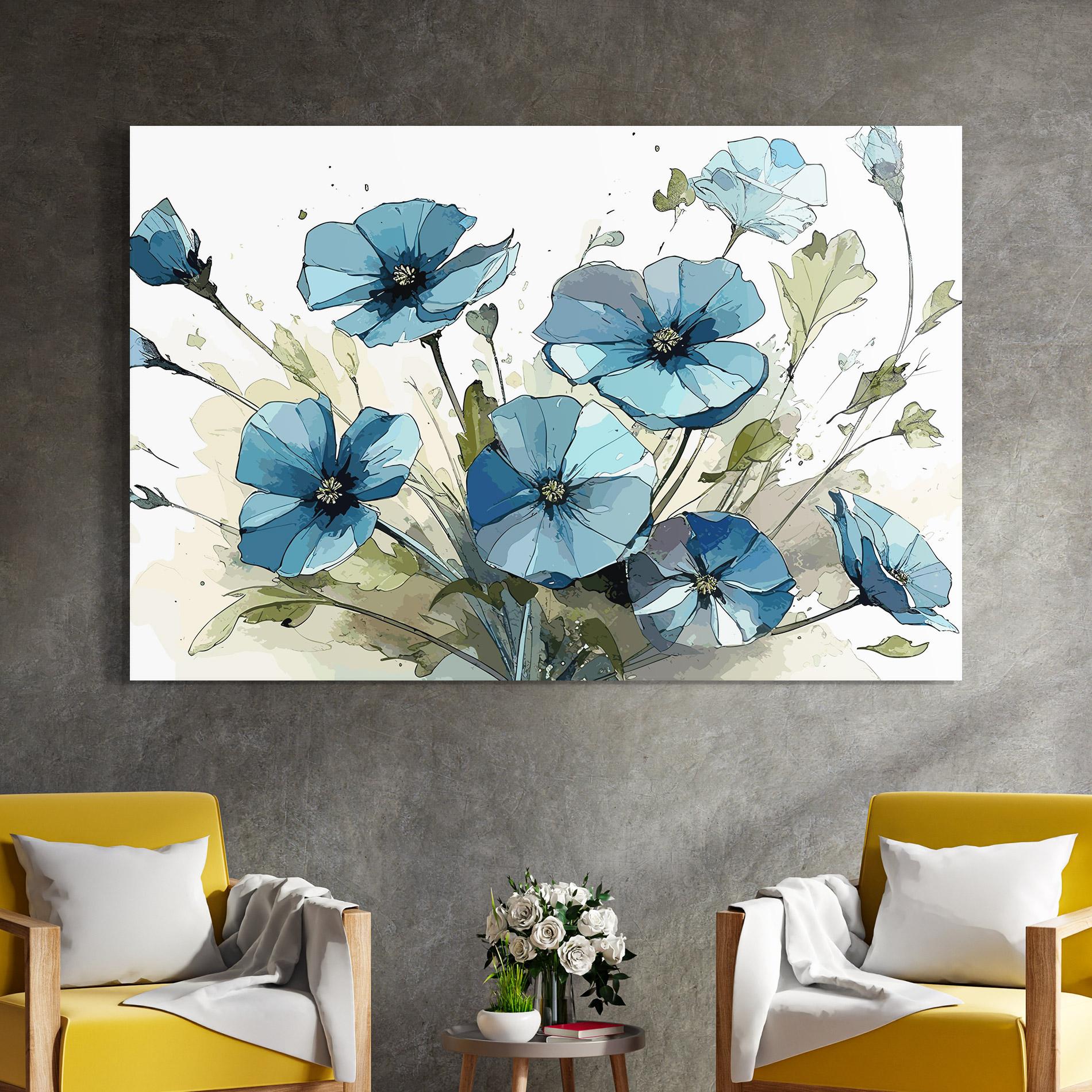 Üvegkép Blue Wild Plant mockup 4