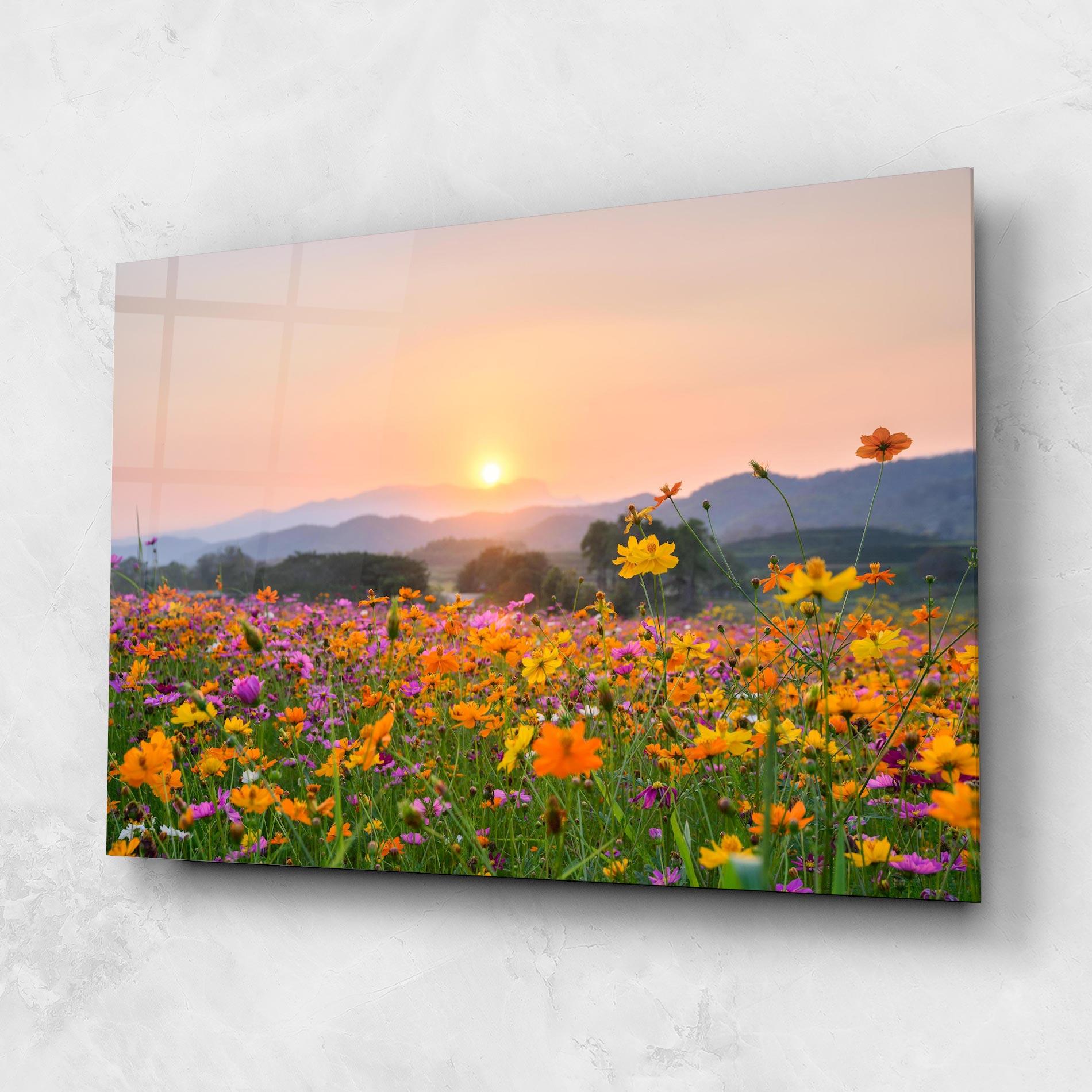 Üvegkép Sunset Mountain Flowerf mockup 1