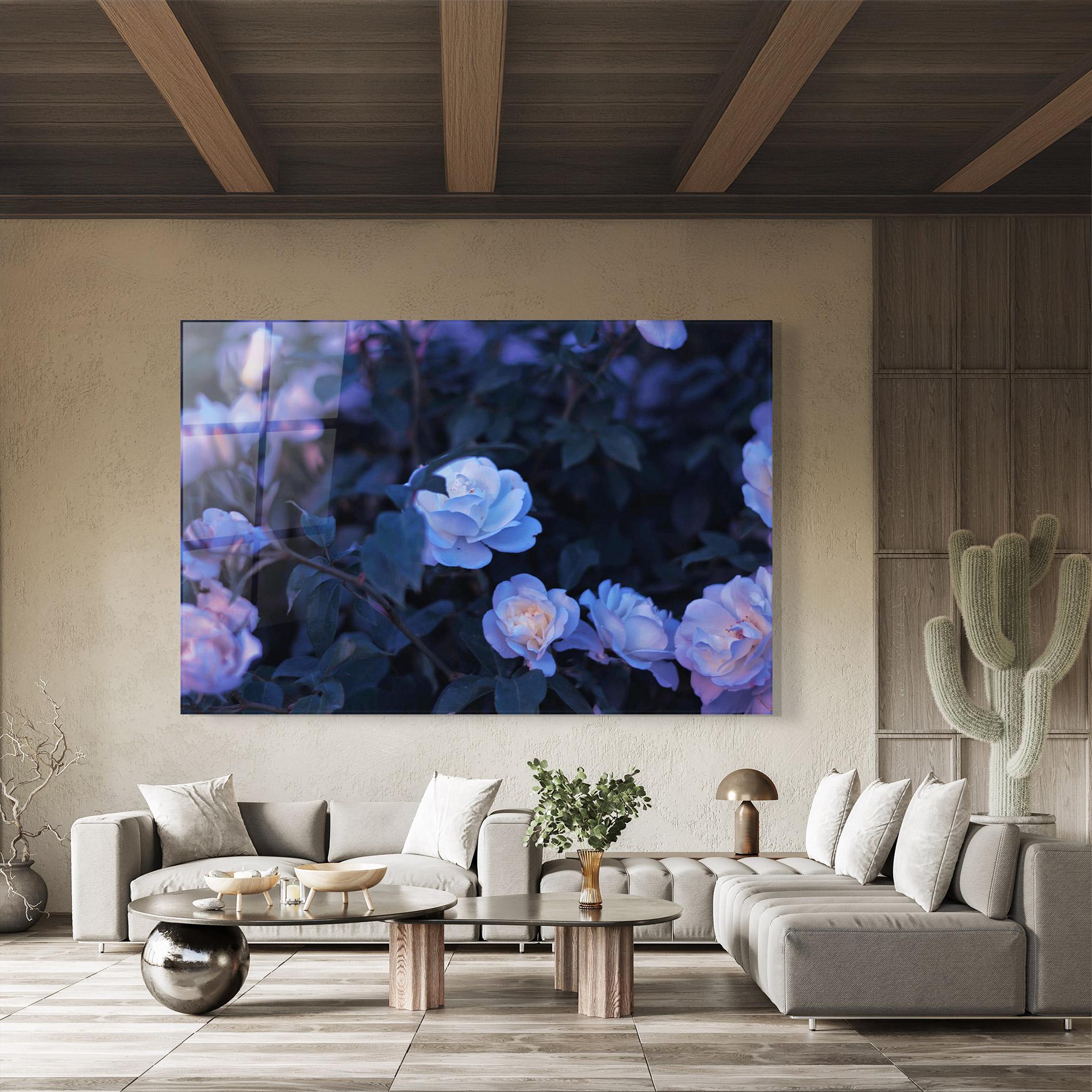 Üvegkép Blue Light Rose mockup 8