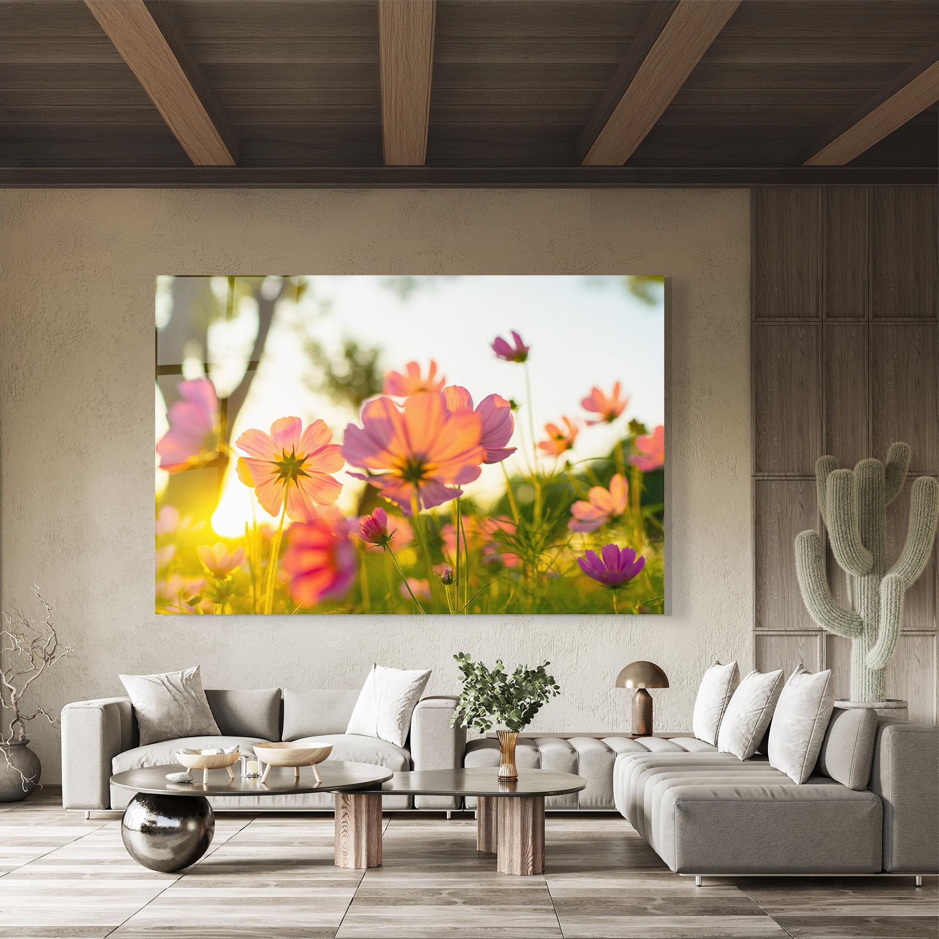 Üvegkép Sunset Blooming Flower mockup 8